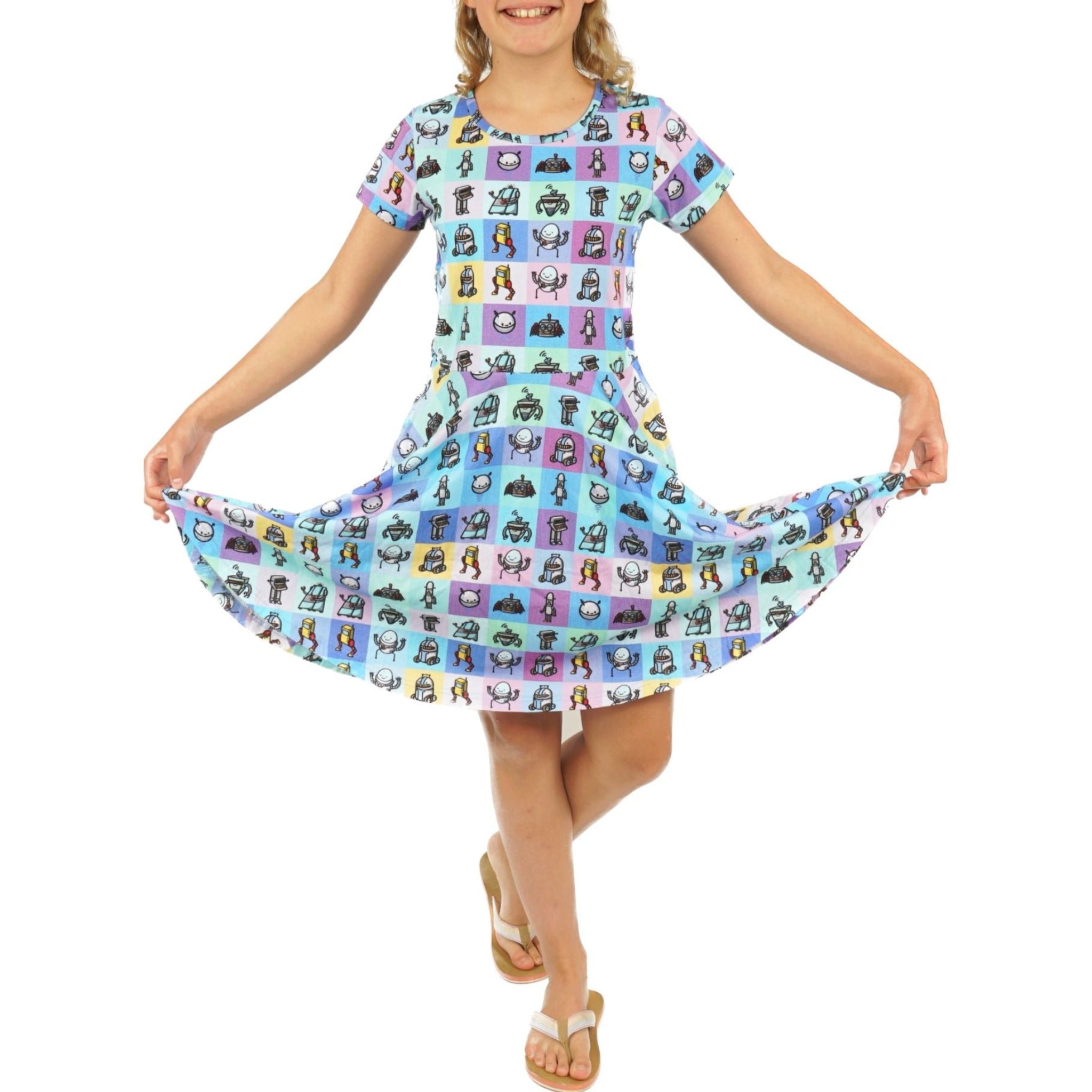 Robots Kids 3/4th Twirl Dress