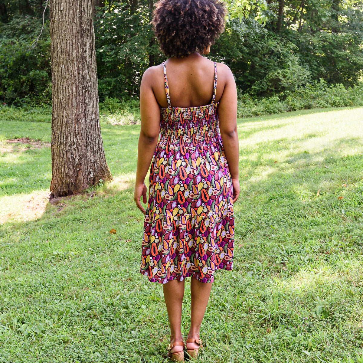 Tropical Fruits Dress with Pockets