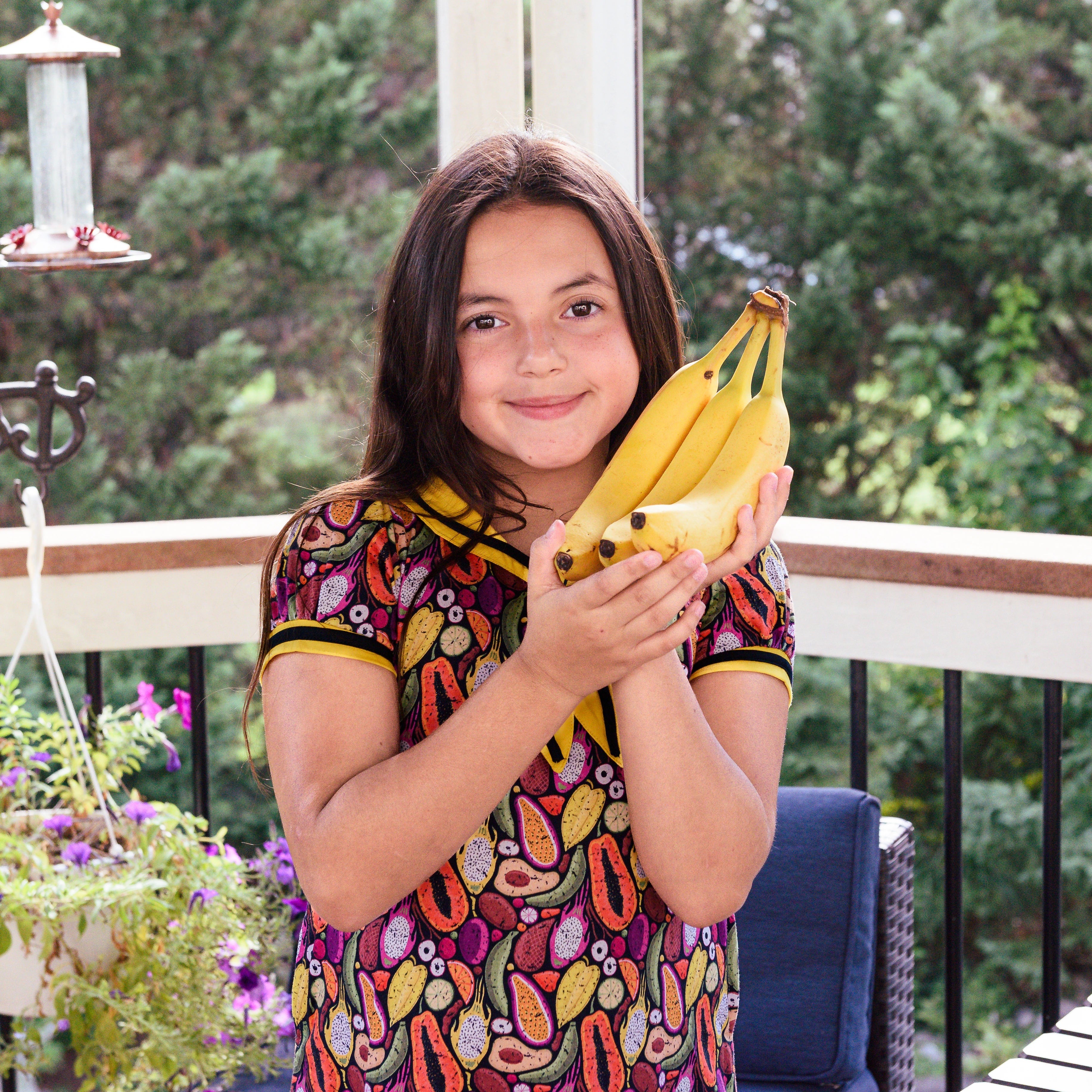Tropical Fruits A-Line Kids Dress with Pockets