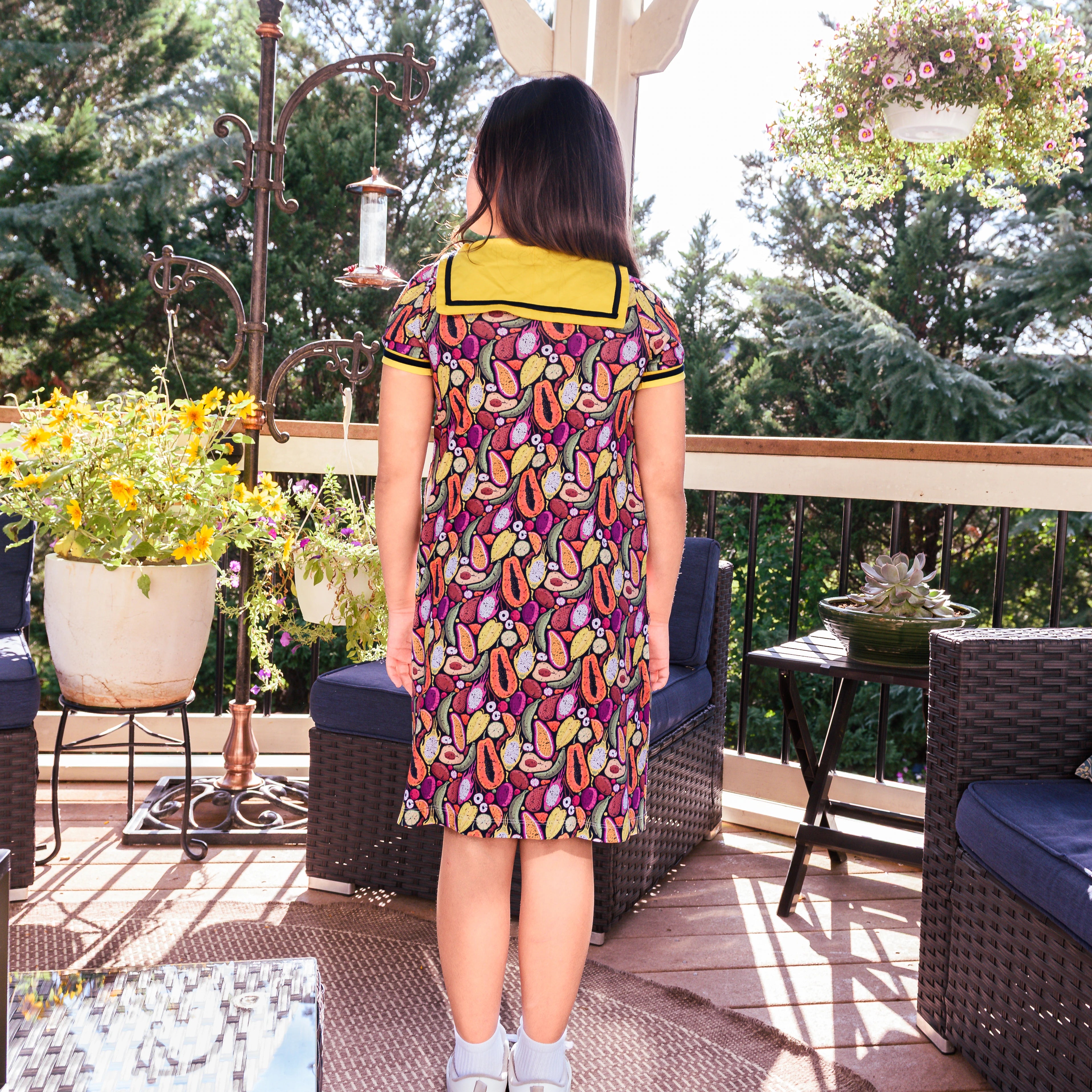 Tropical Fruits A-Line Kids Dress with Pockets