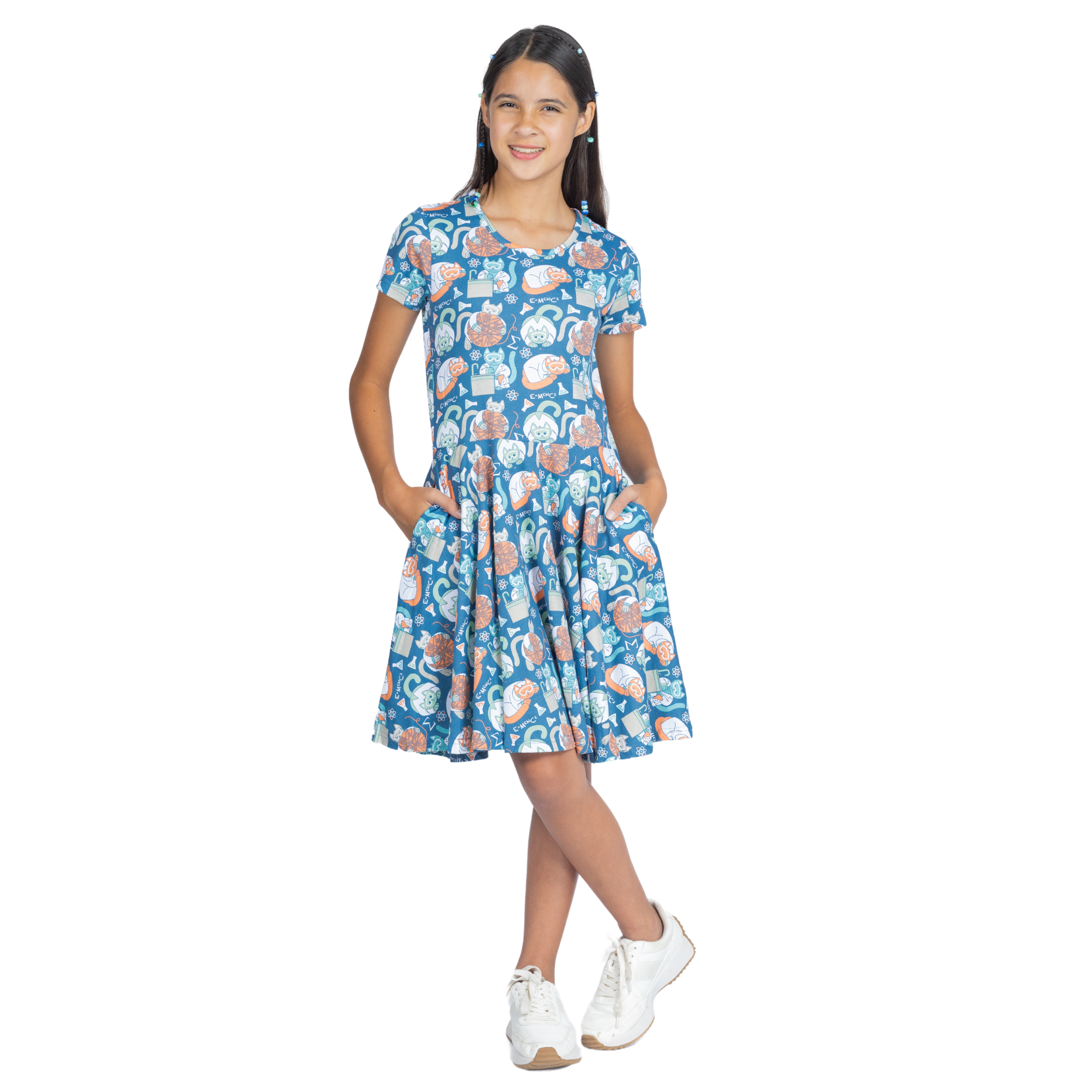 Science Cats Kids Twirl Dress