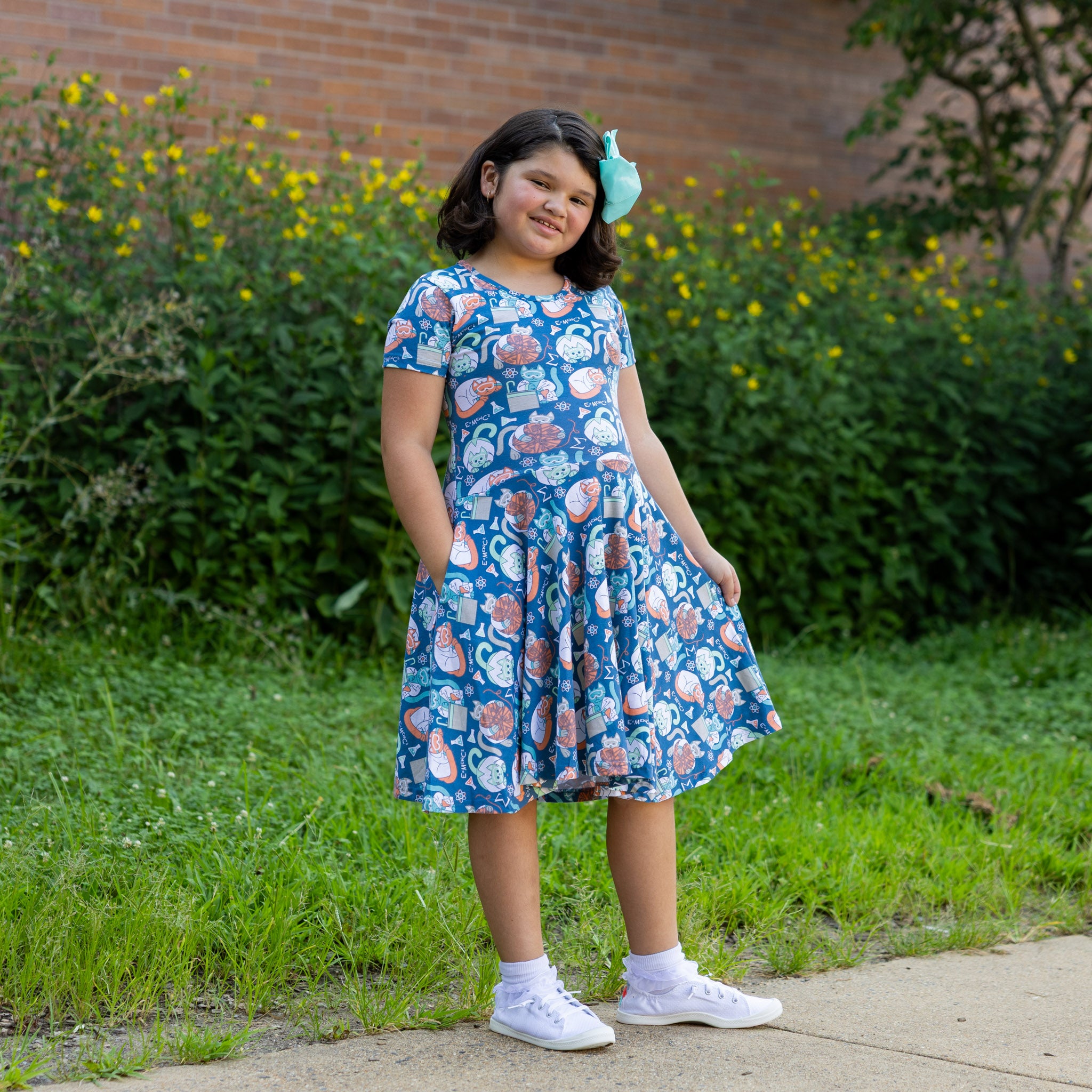 Science Cats Kids Twirl Dress