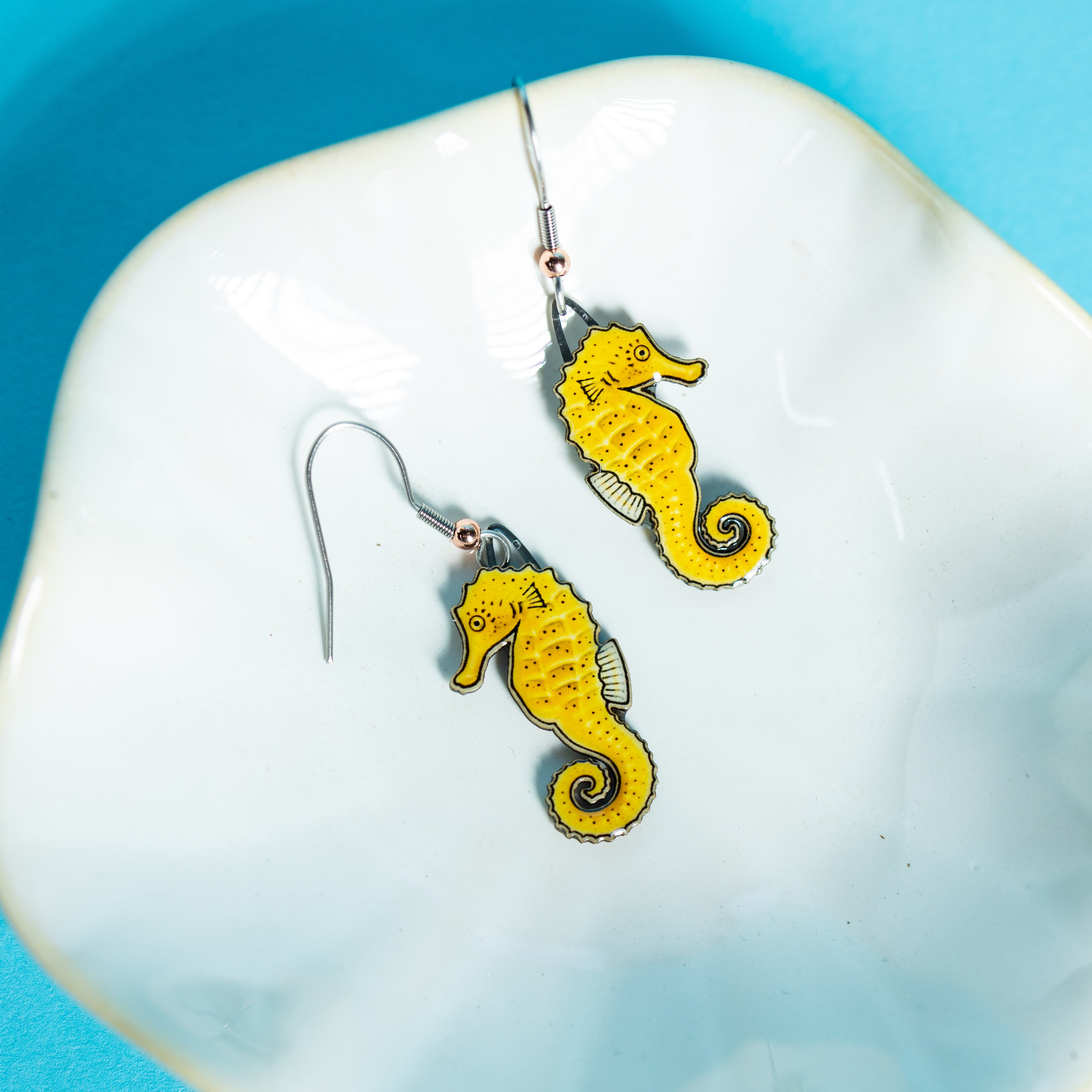 Yellow Seahorse Earrings