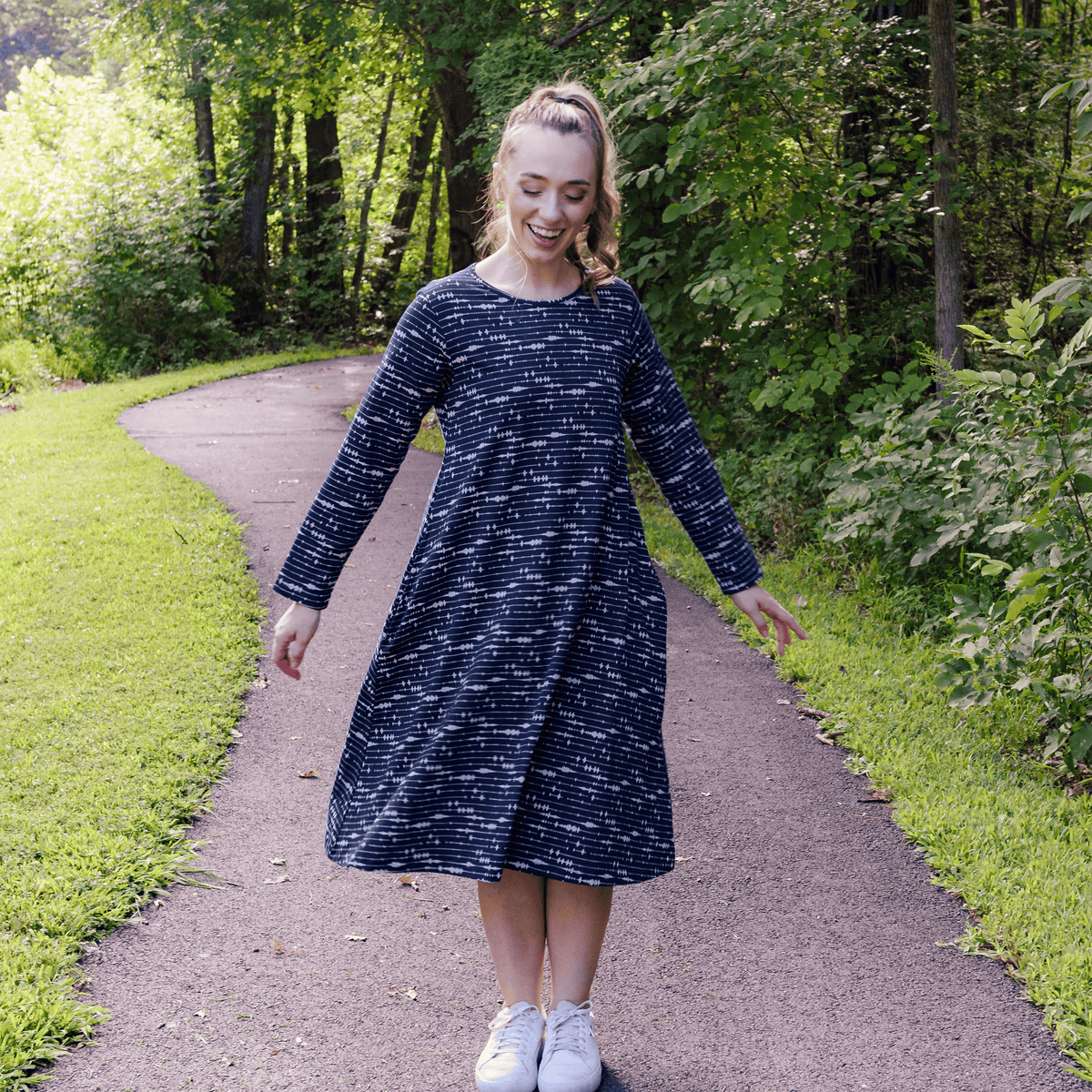 Seismic Waves Longer Tunic Dress with Pockets