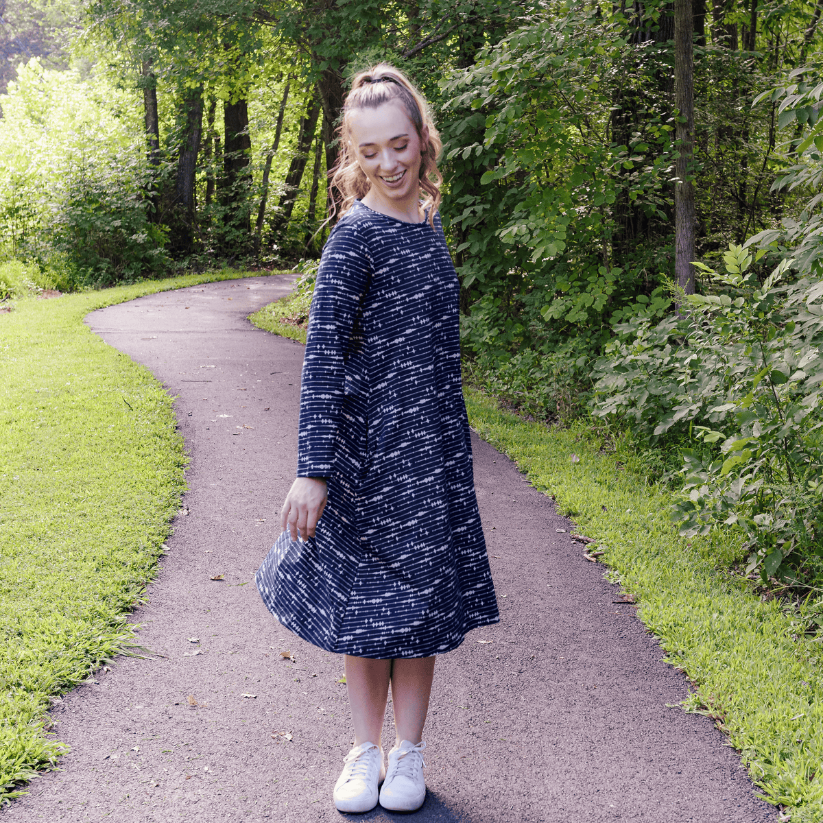 Seismic Waves Longer Tunic Dress with Pockets