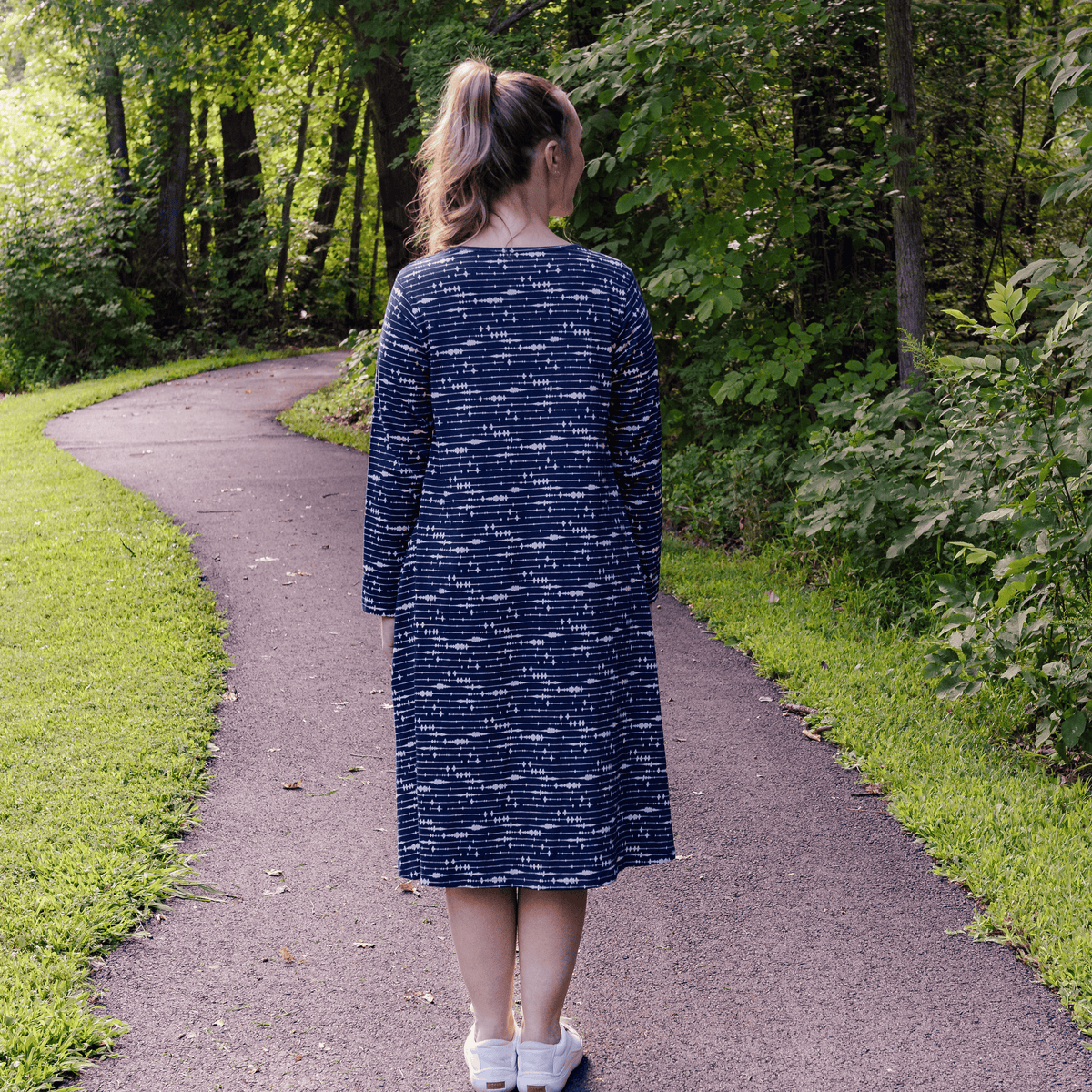 Seismic Waves Longer Tunic Dress with Pockets