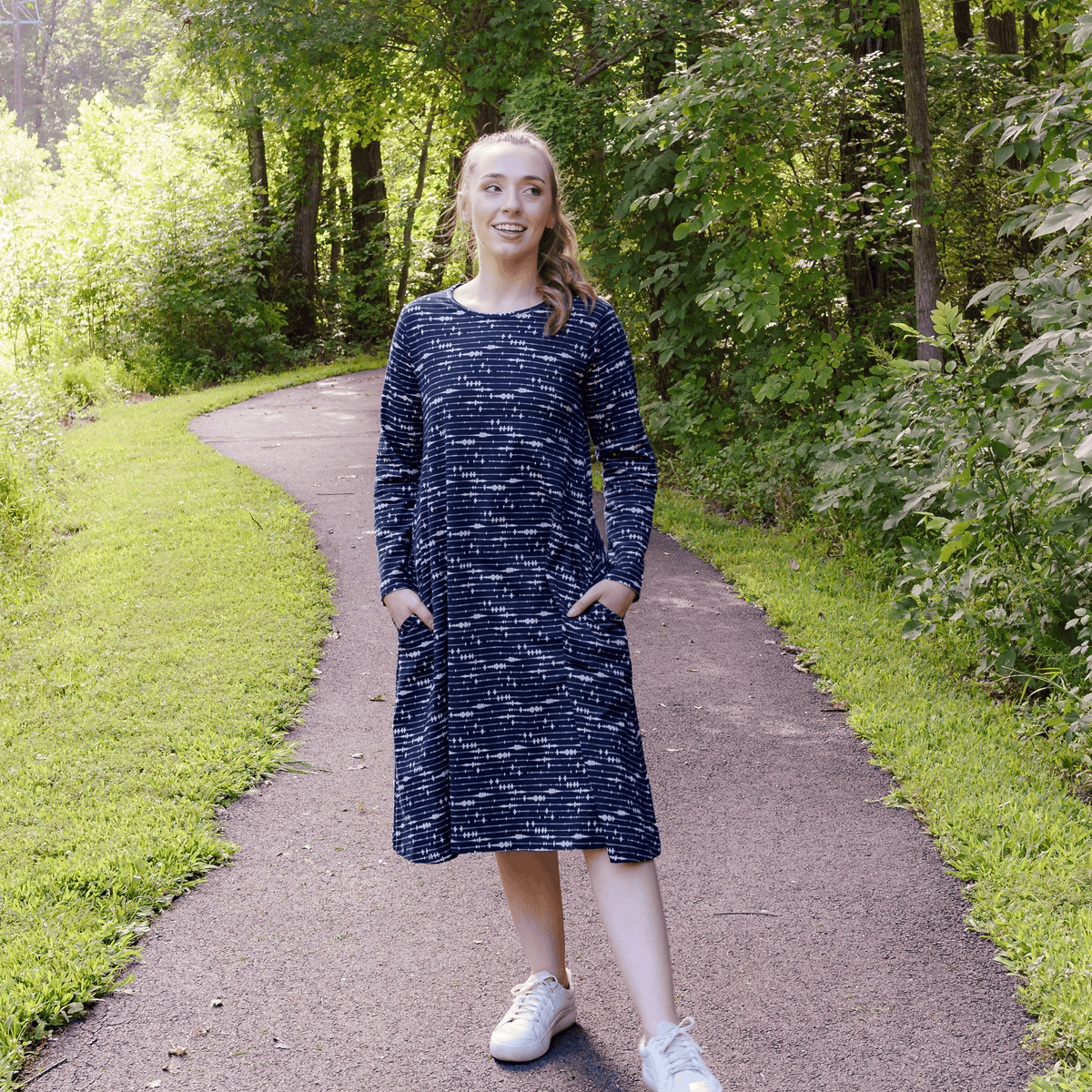 Seismic Waves Longer Tunic Dress with Pockets
