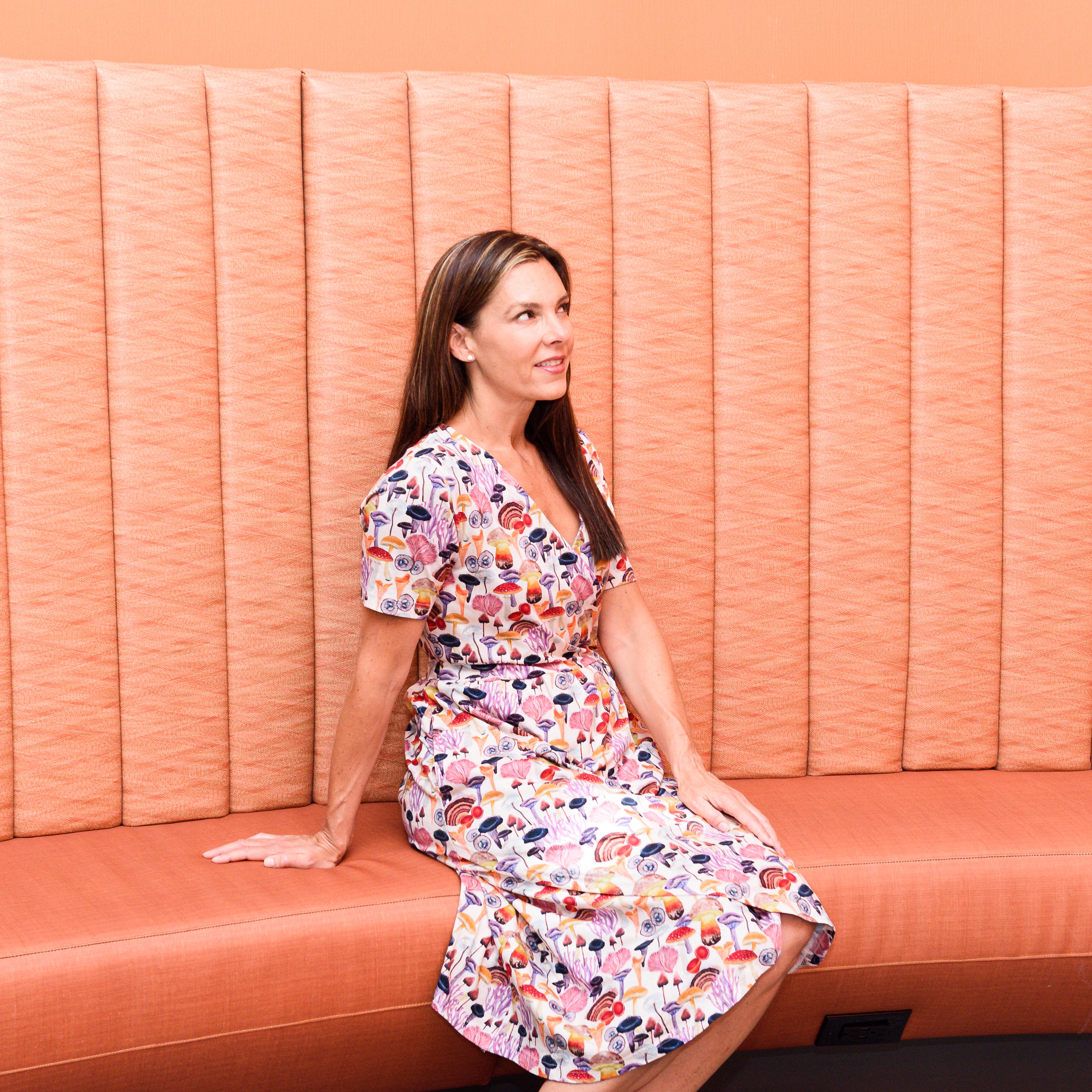 Shroom Bloom Wrap Fit & Flare Dress with Pockets