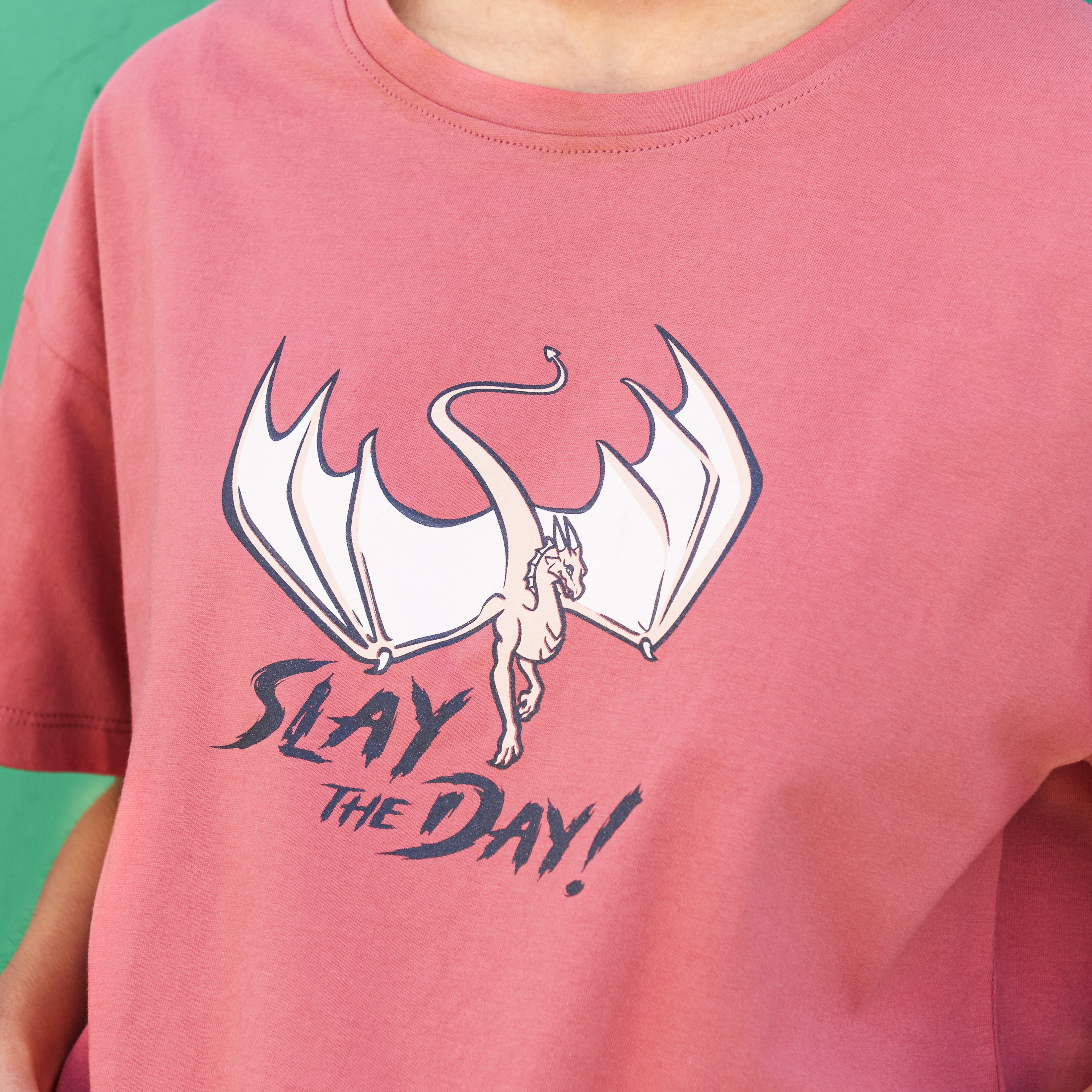 Slay the day! Juniors Oversized Crop T-Shirt