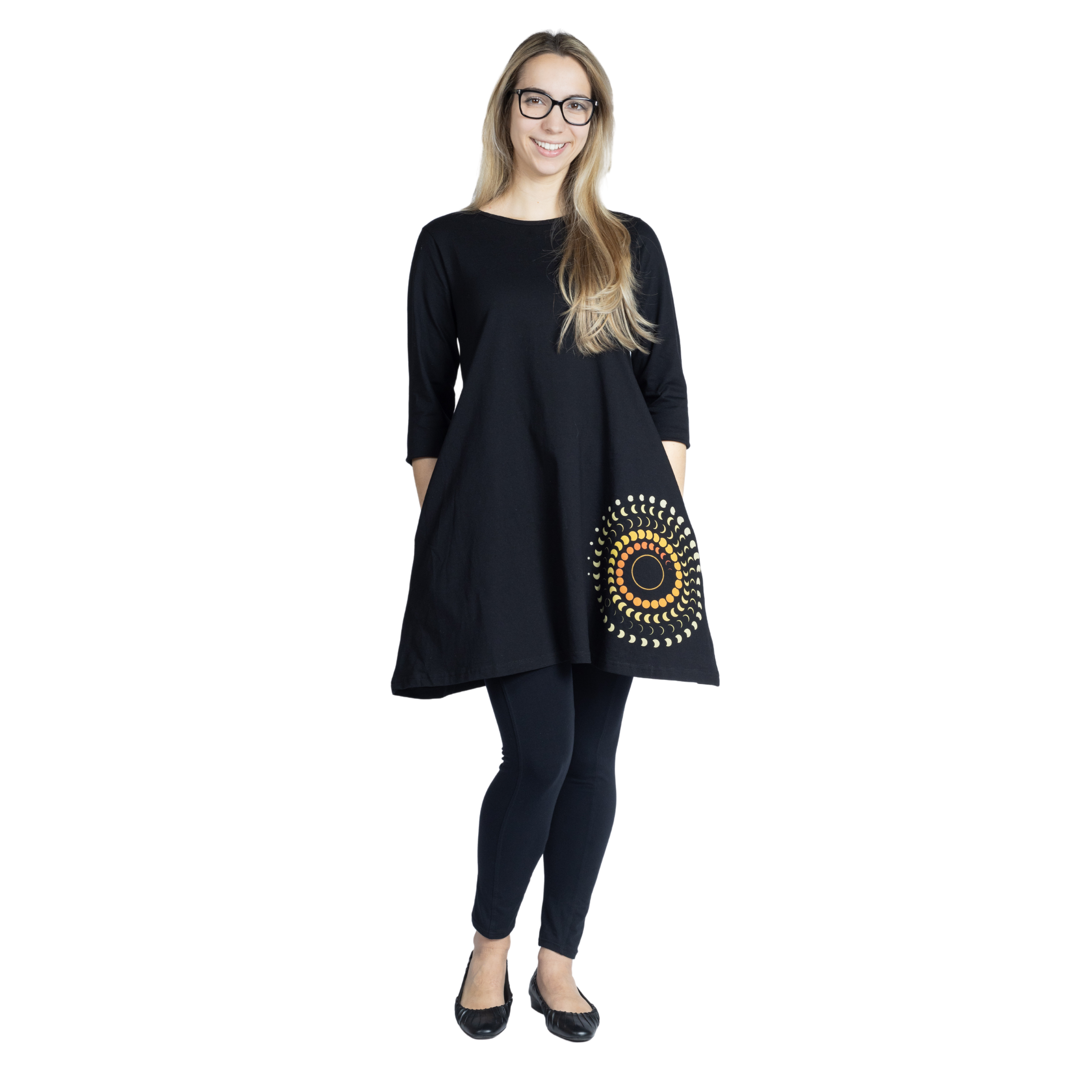 Solar Eclipse 3/4th Sleeves Long Tunic