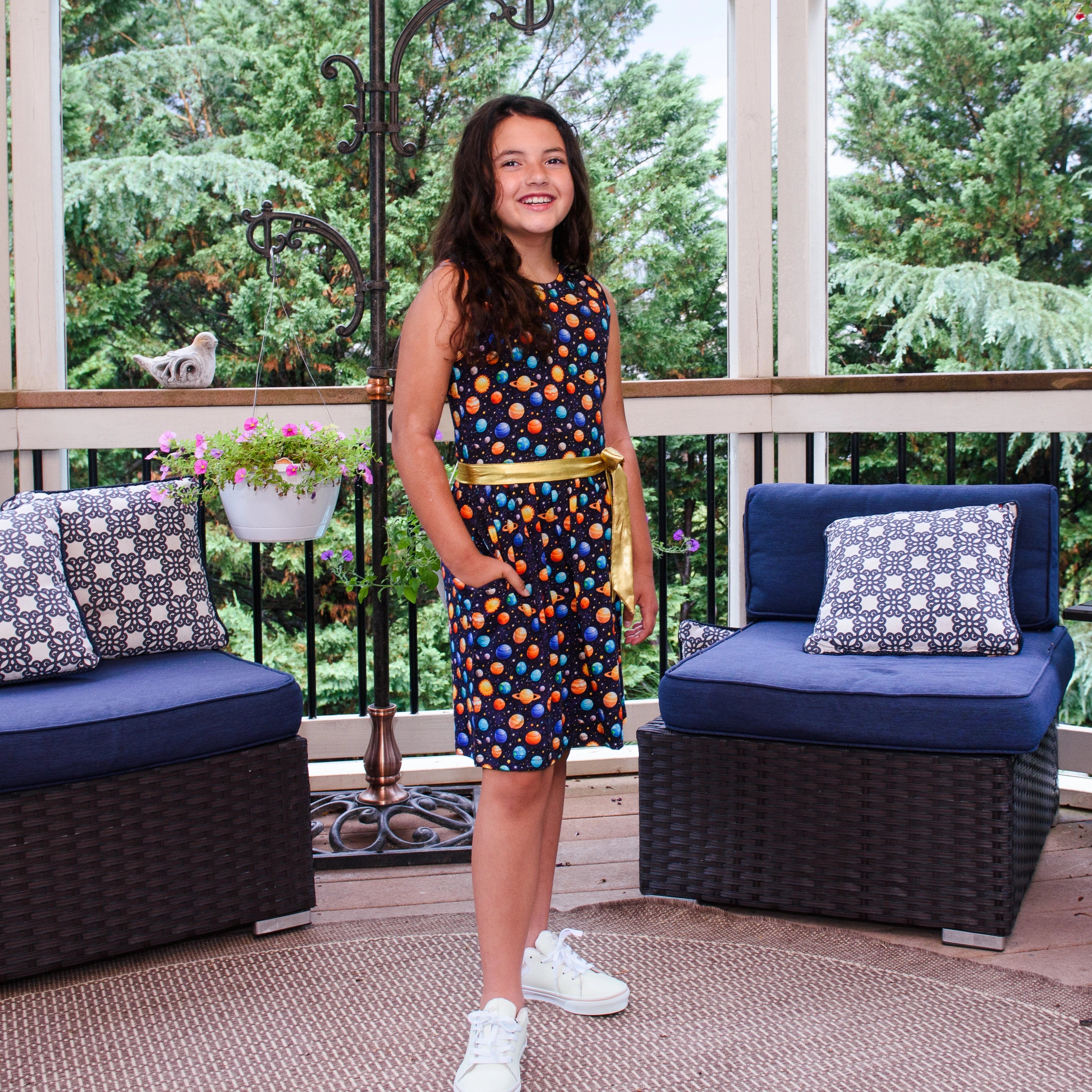 Space Kids Dress with Pockets