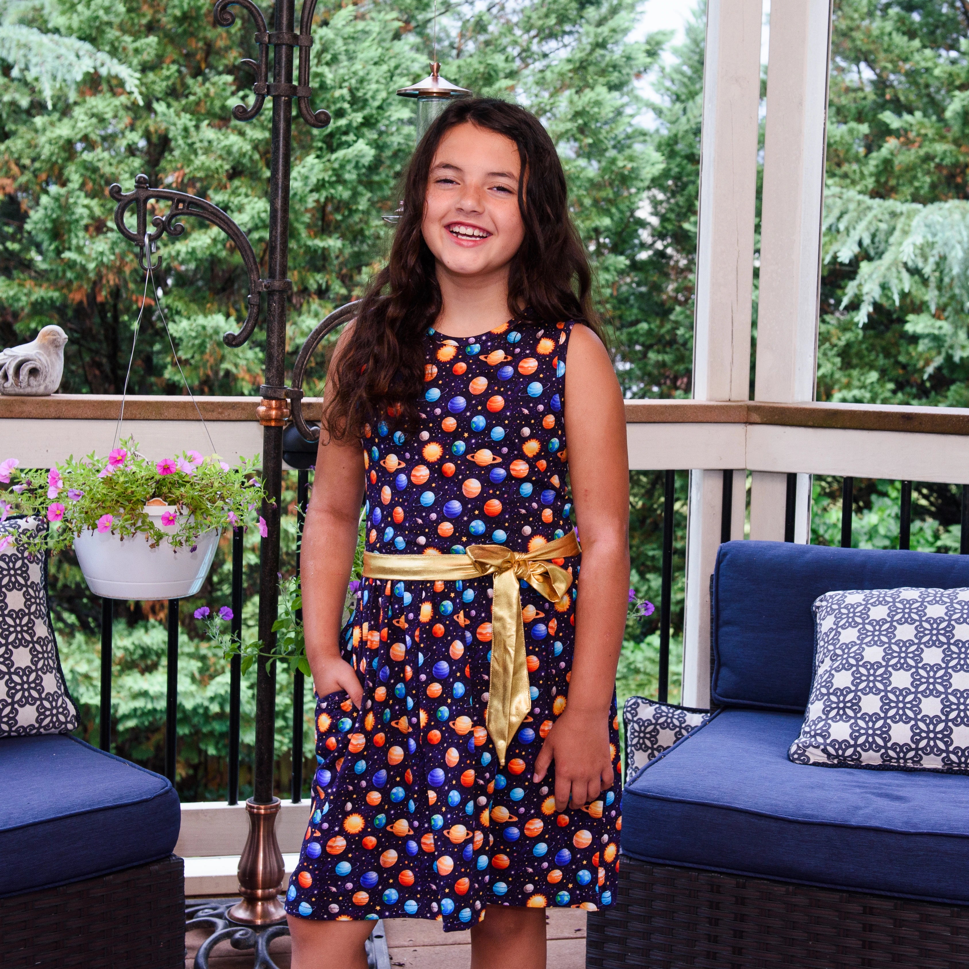 Space Kids Dress with Pockets
