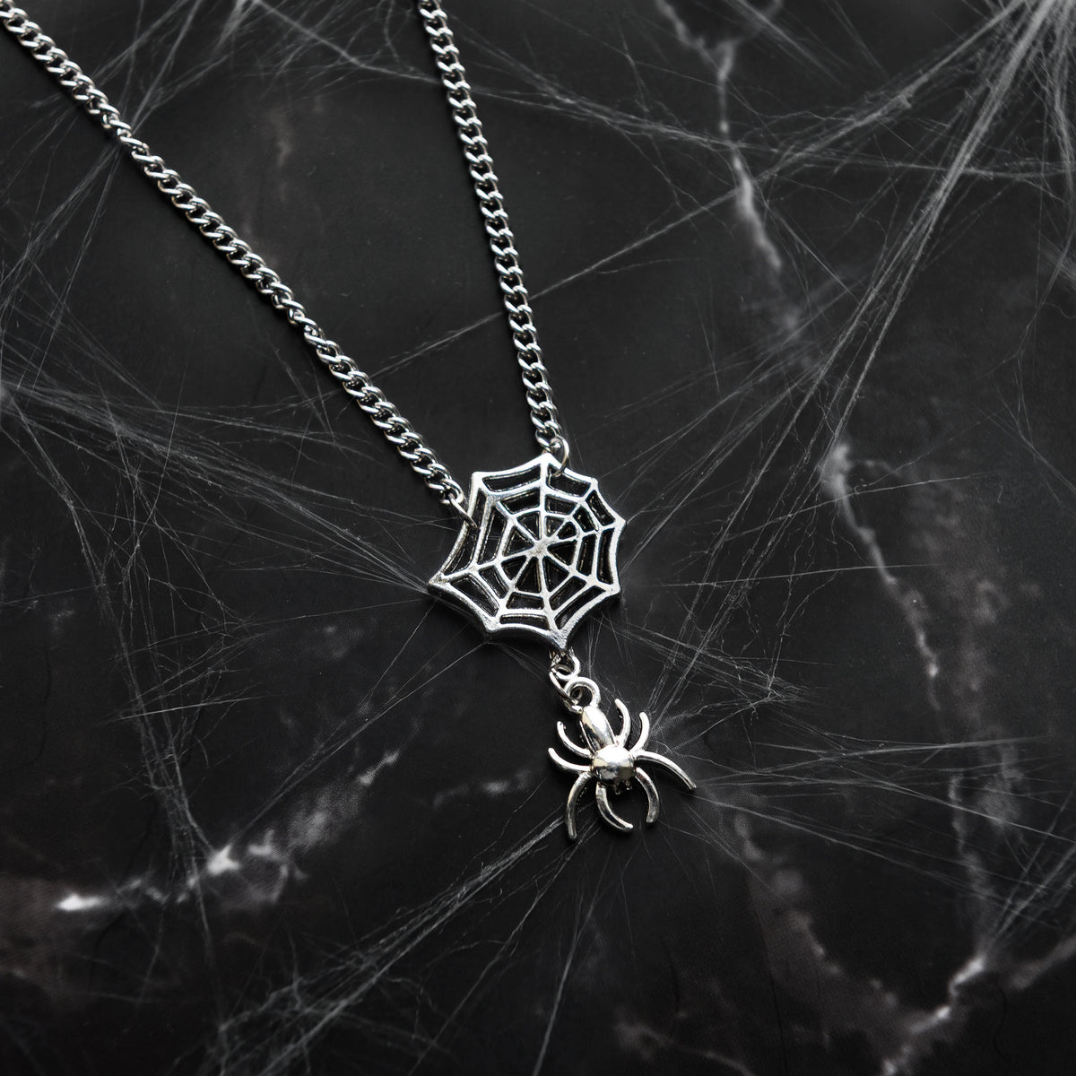 Web & Spider Stainless Steel Necklace
