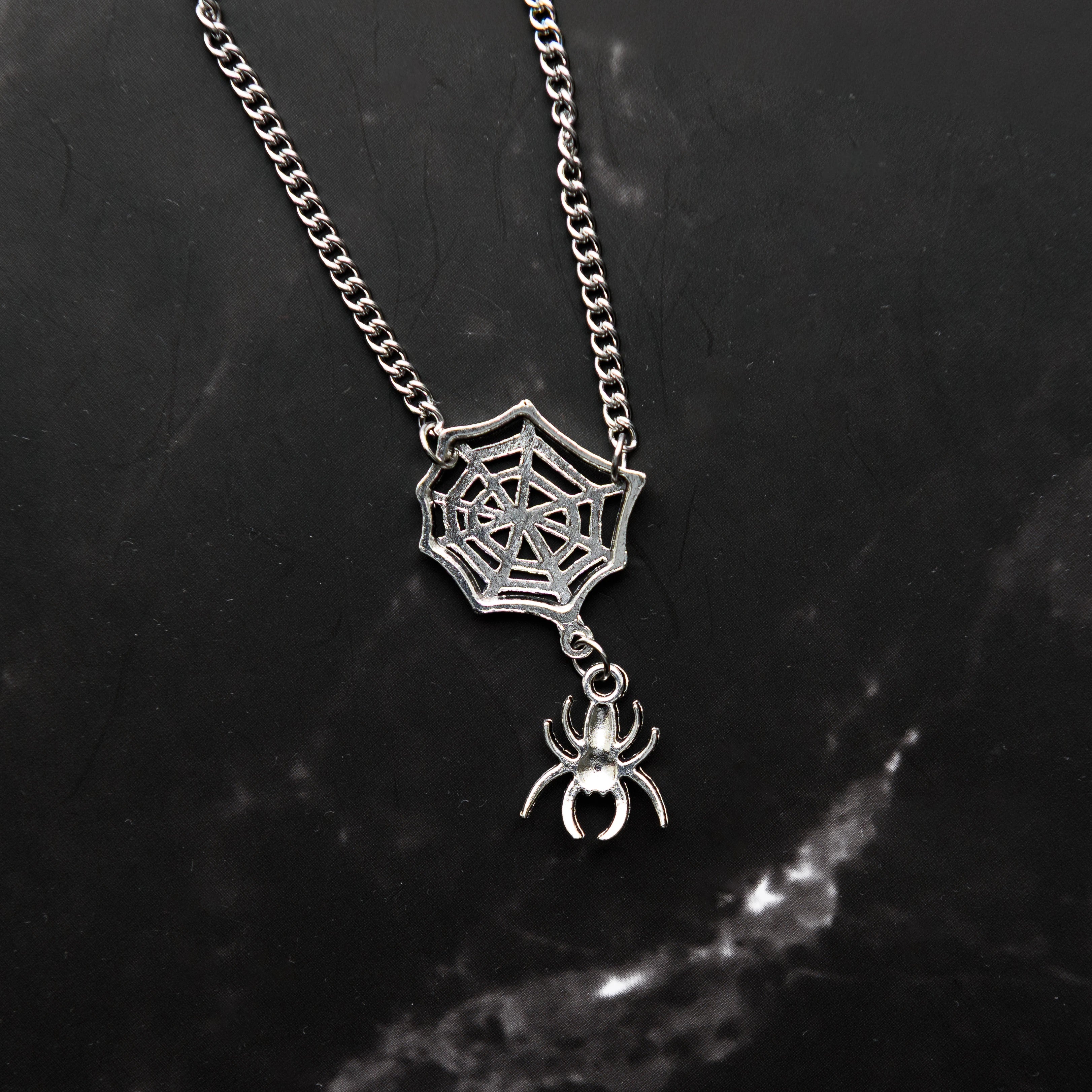 Web & Spider Stainless Steel Necklace