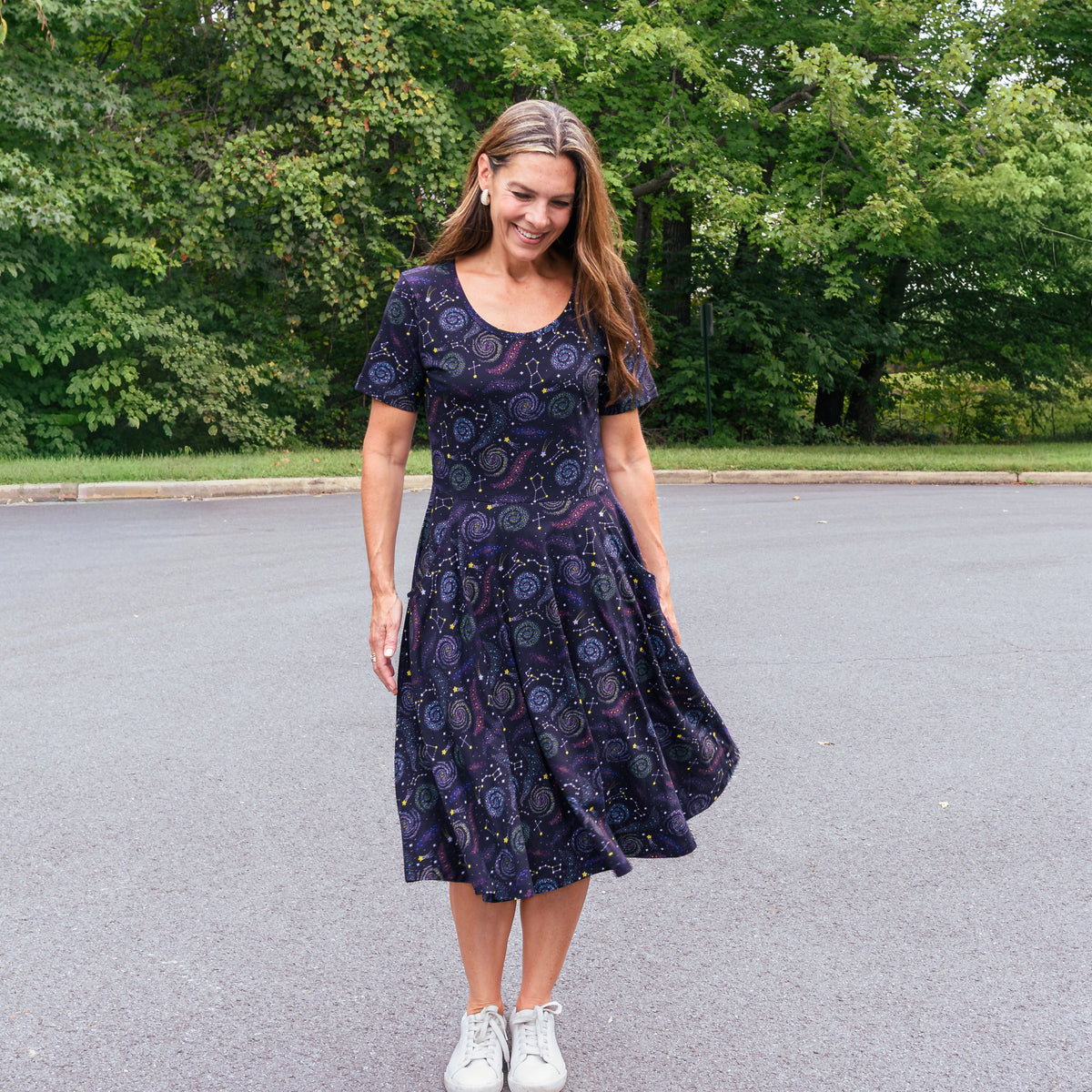 Starry Swirls Twirl Dress with Pockets