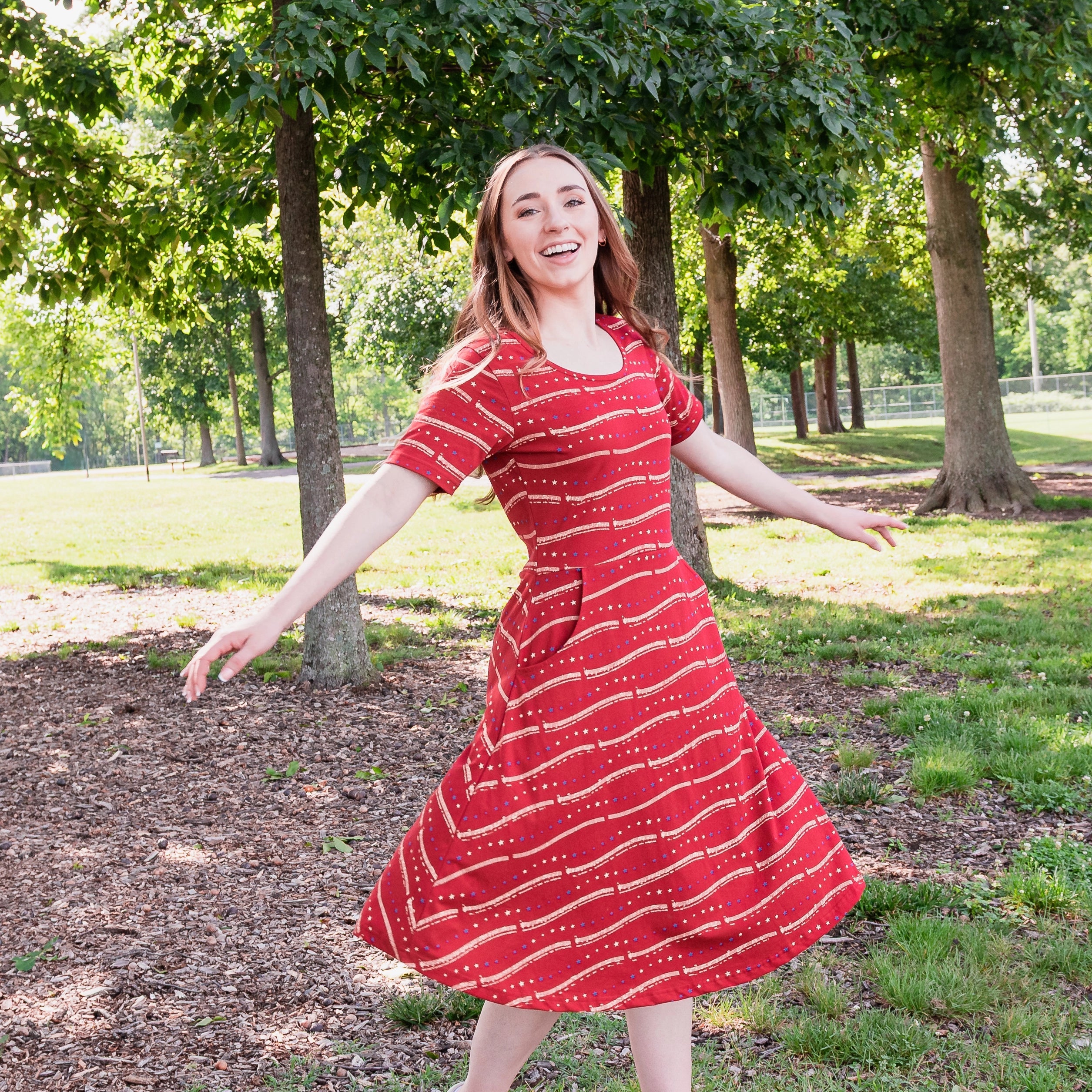 Star Spangled Banner Fit & Flare Dress with Pockets (ERROR)