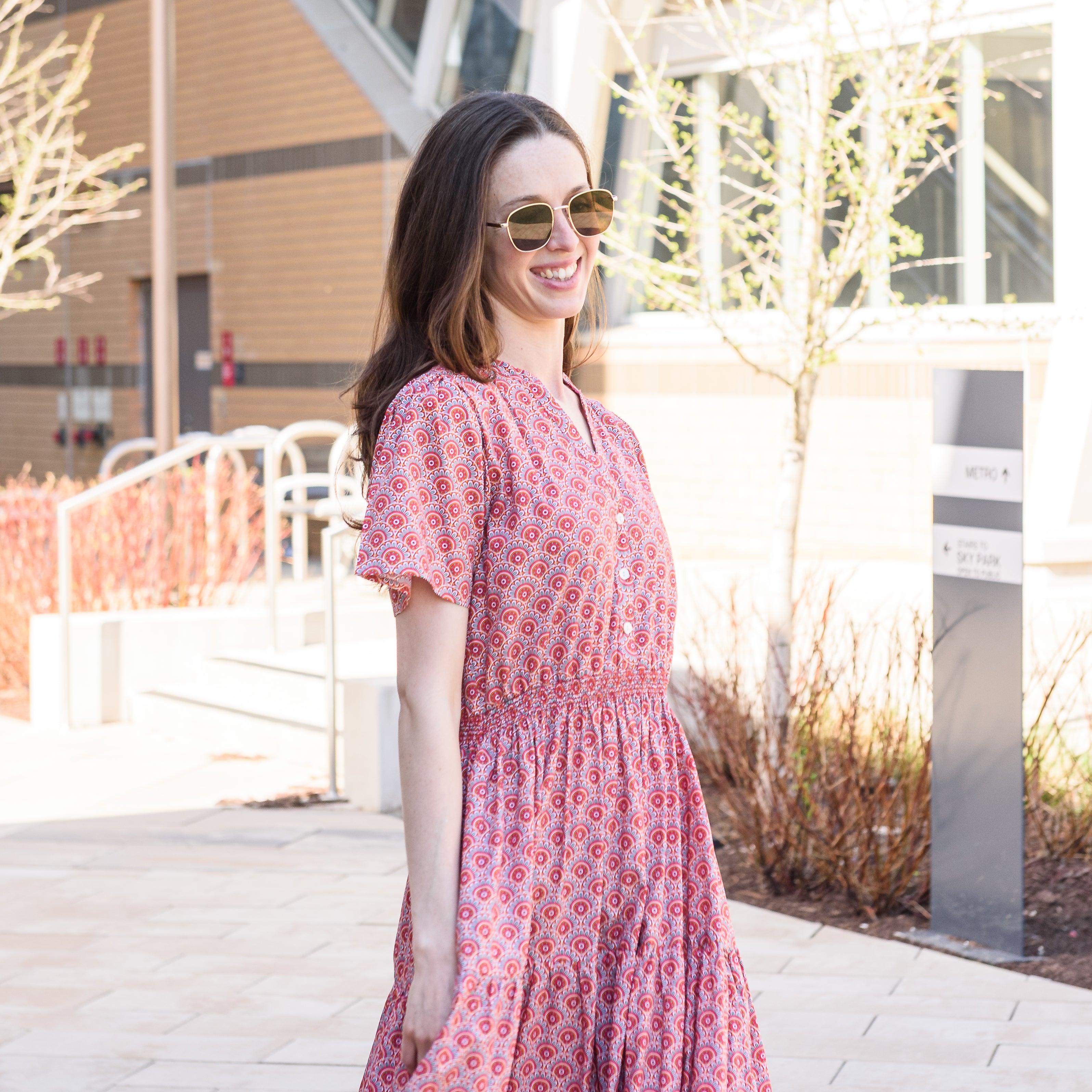 Ancient Gears Long Midi Woven Dress with Pockets