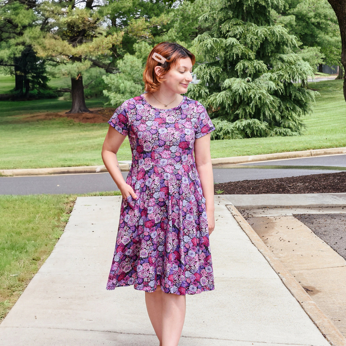 Succulents Petite Twirl Dress with Pockets