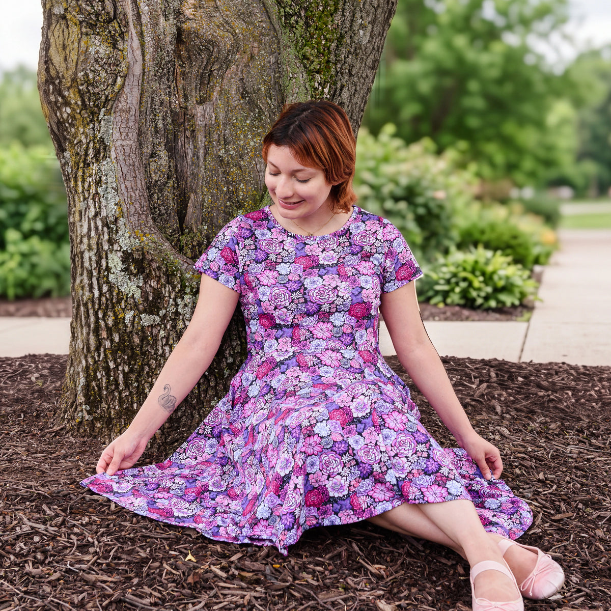 Succulents Petite Twirl Dress with Pockets