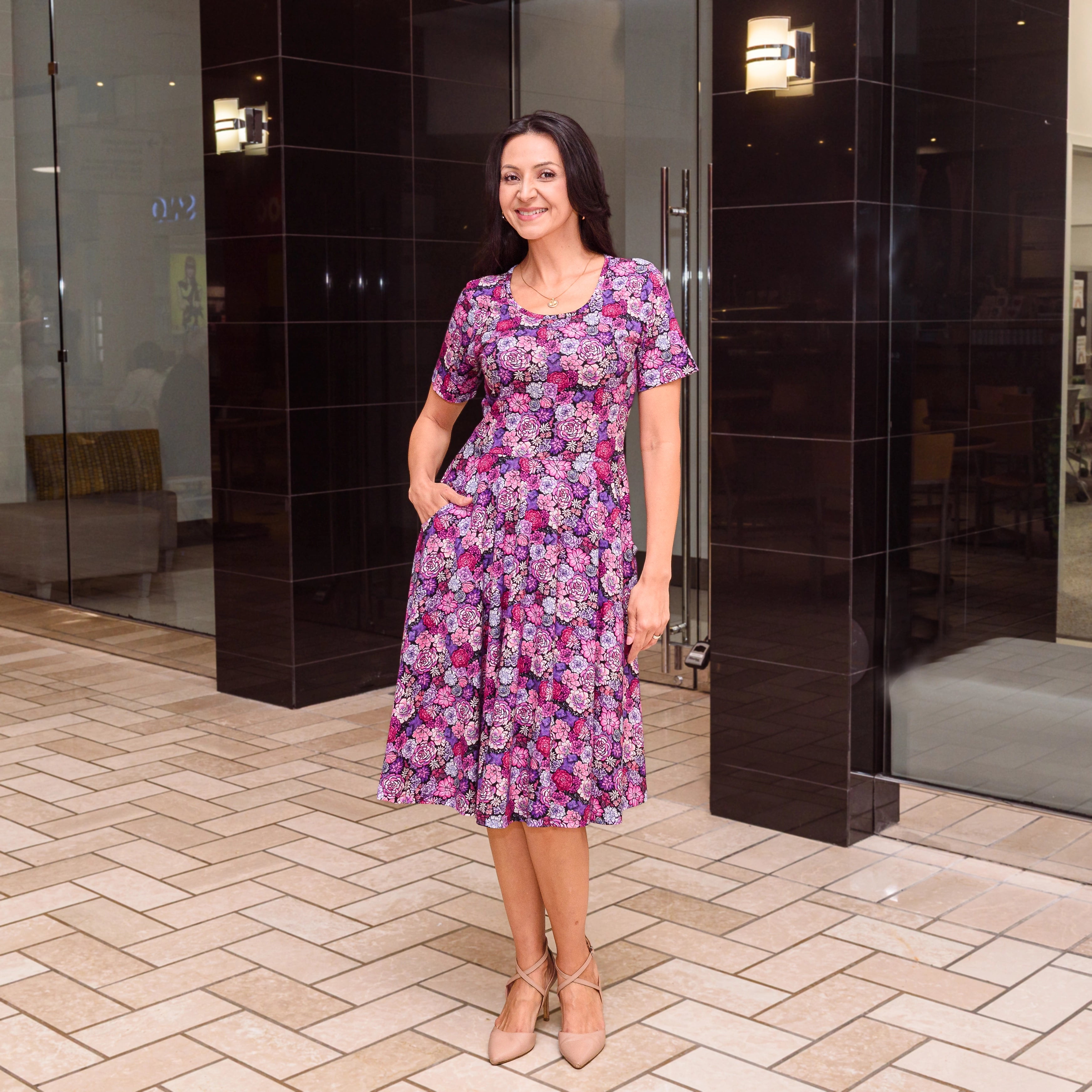 Succulents Twirl Dress with Pockets