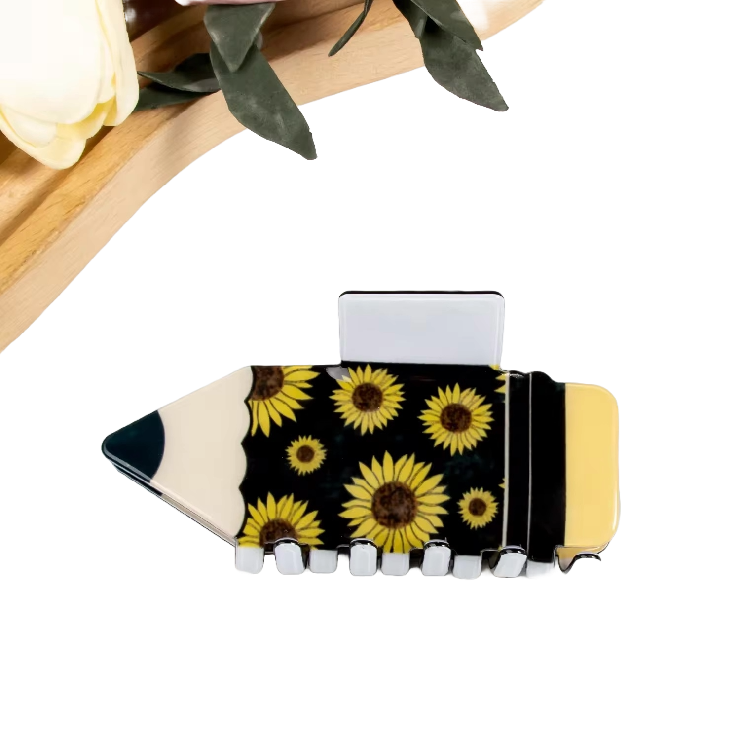 Sunflower Pencil Hair Claw Clip