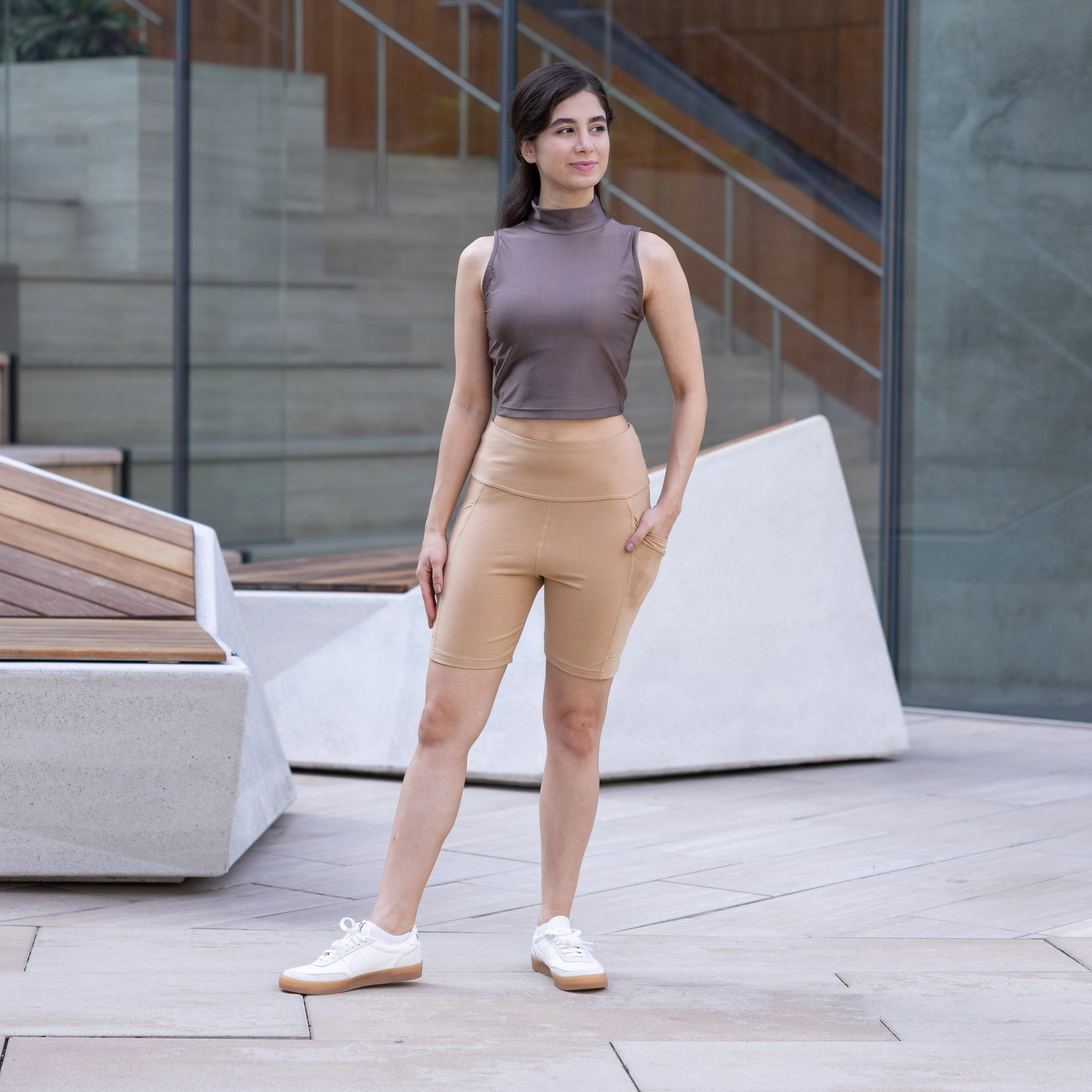 Tan Adults Shorts with Pockets