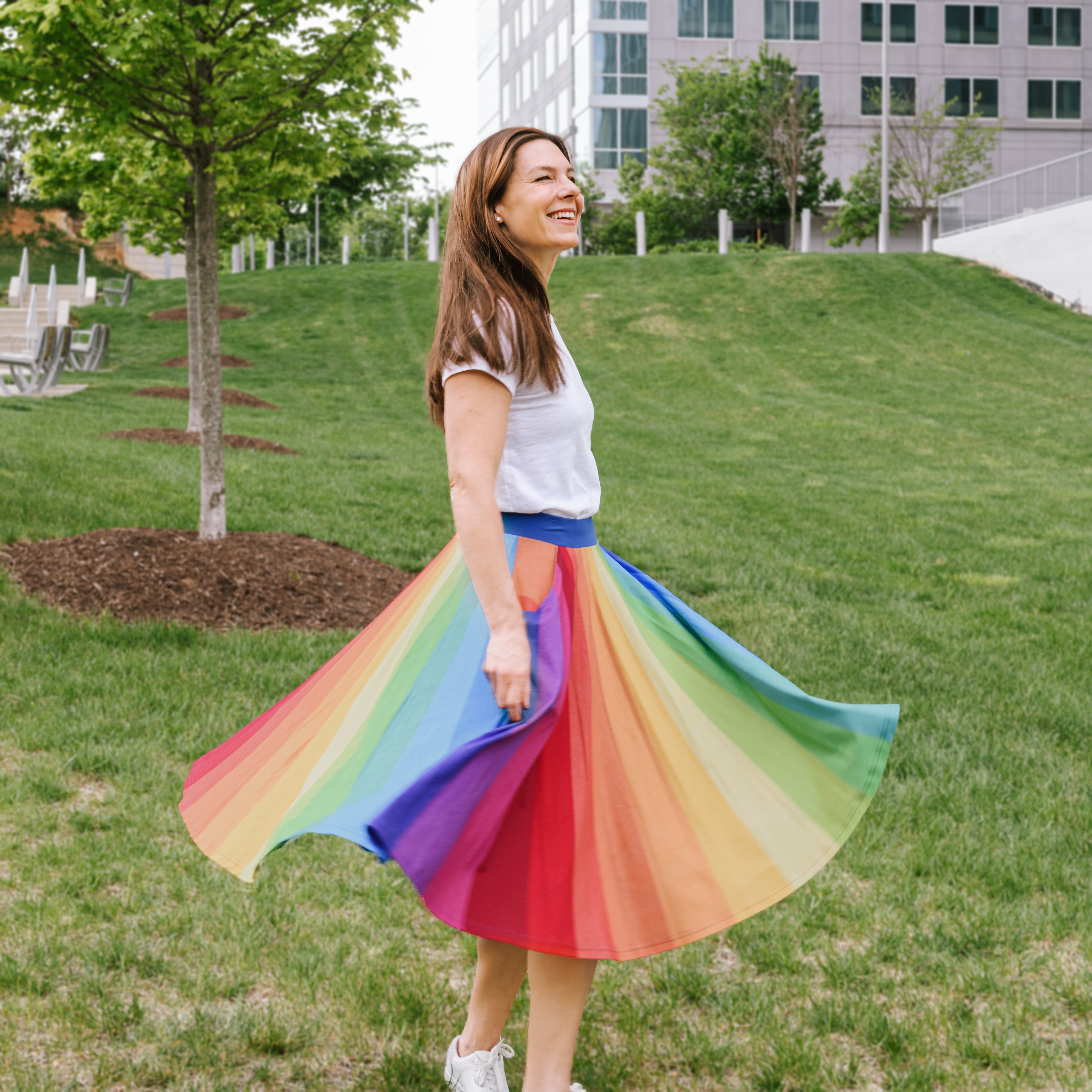Technicolor Twirl Skirt with Pockets