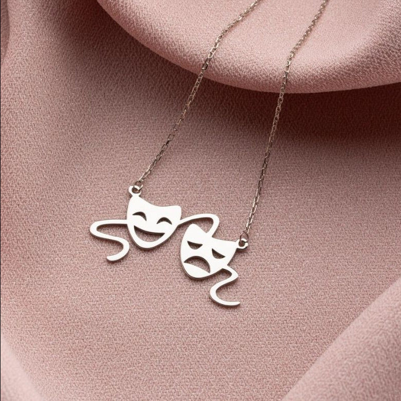 Comedy And Tragedy Masks Stainless Steel Necklace