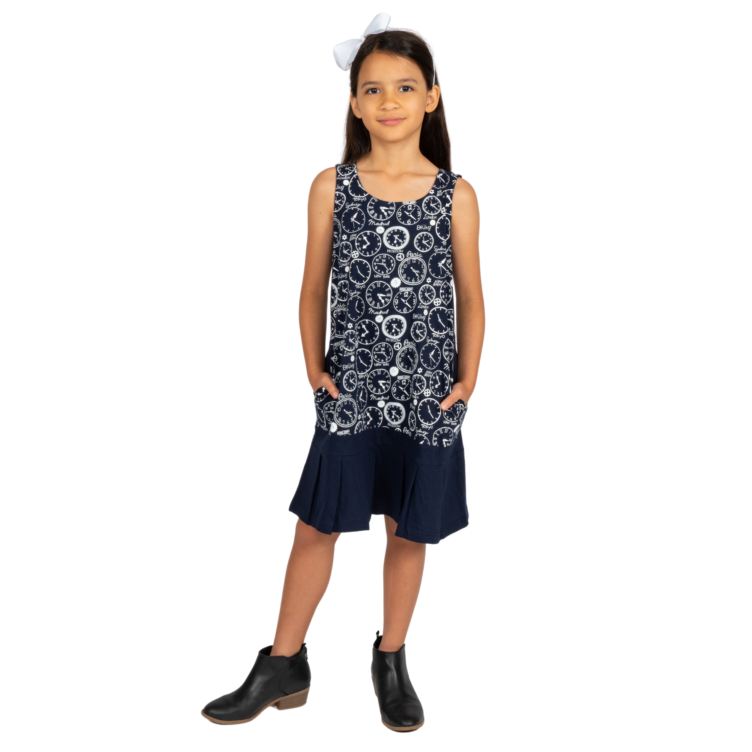 Time Zones Sleeveless Kids Dress