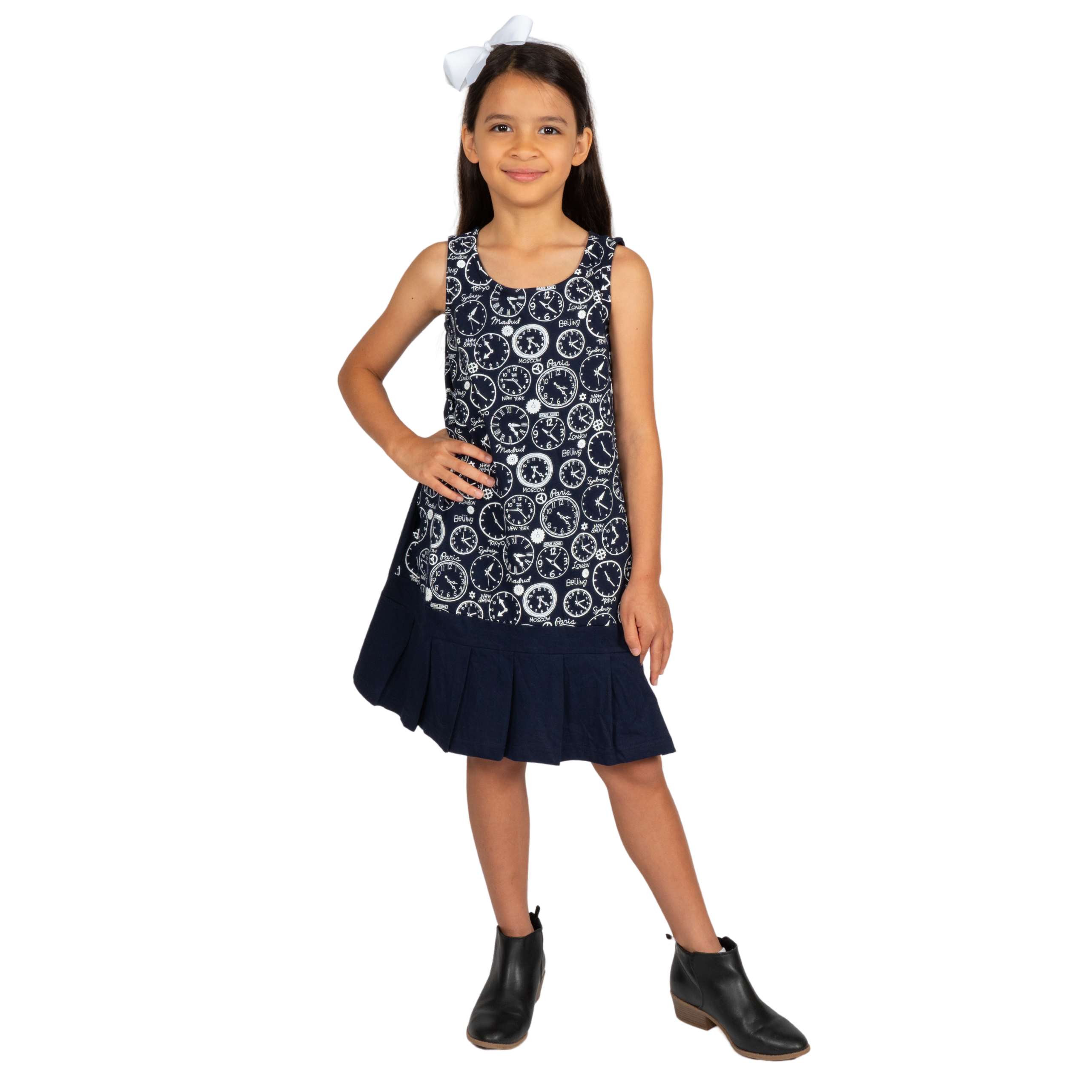 Time Zones Sleeveless Kids Dress