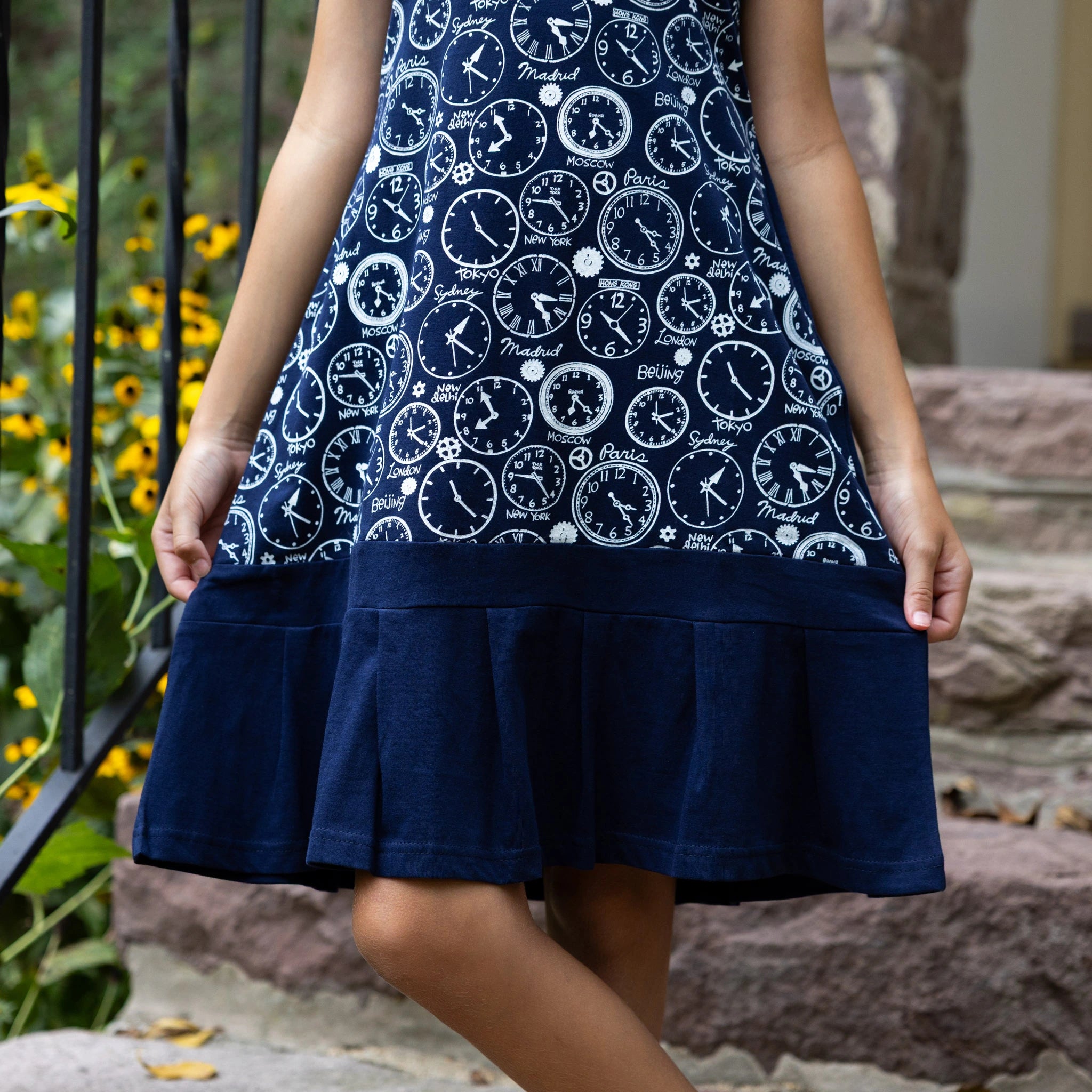 Time Zones Sleeveless Kids Dress