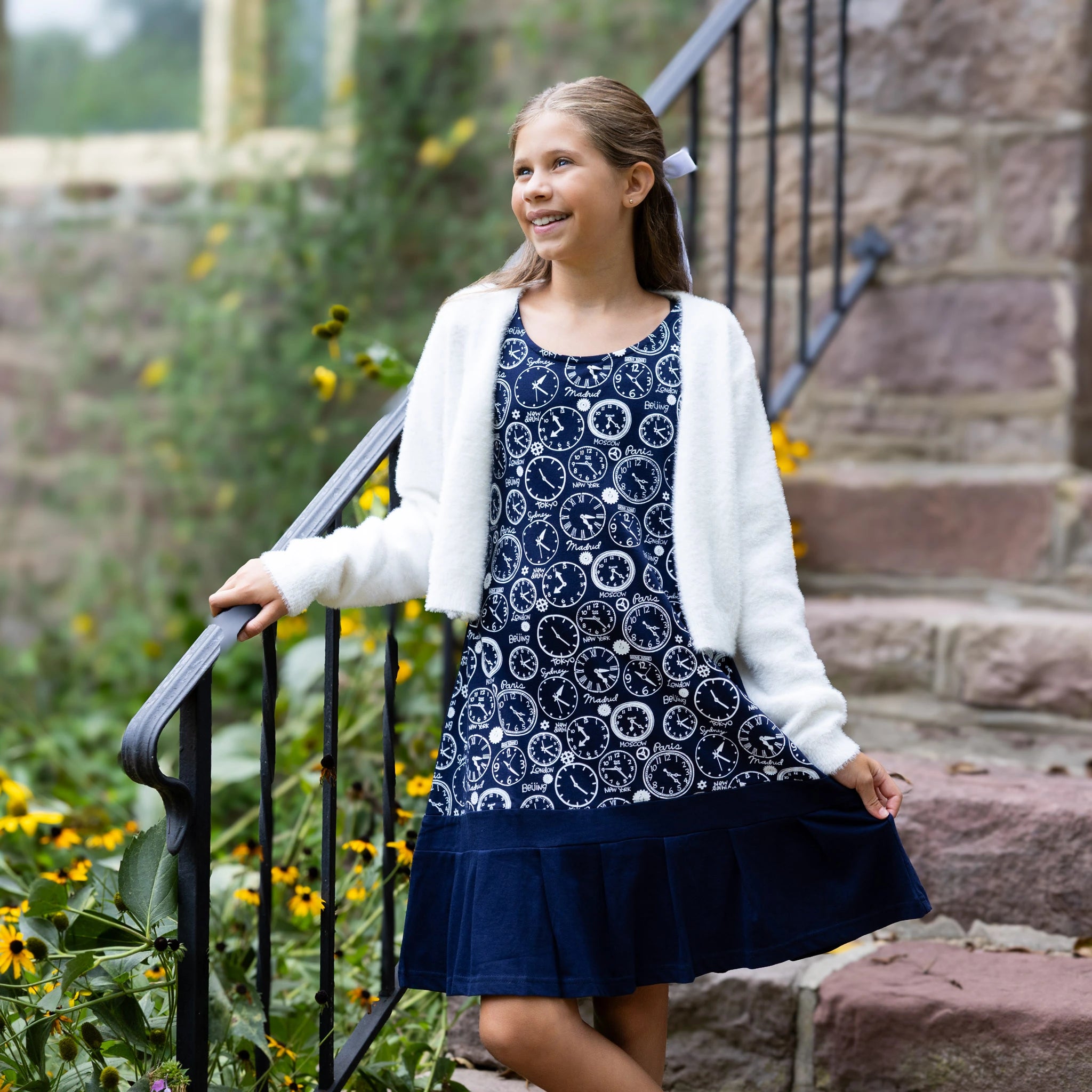 Time Zones Sleeveless Kids Dress