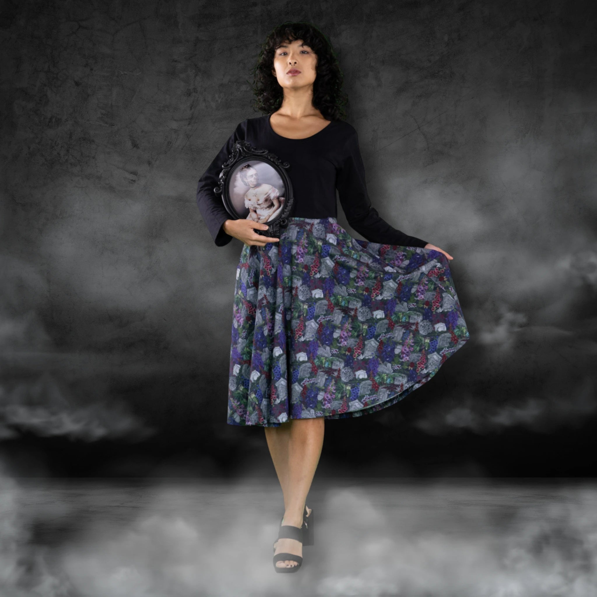 Horror Headstones Long Sleeve Twirl Dress