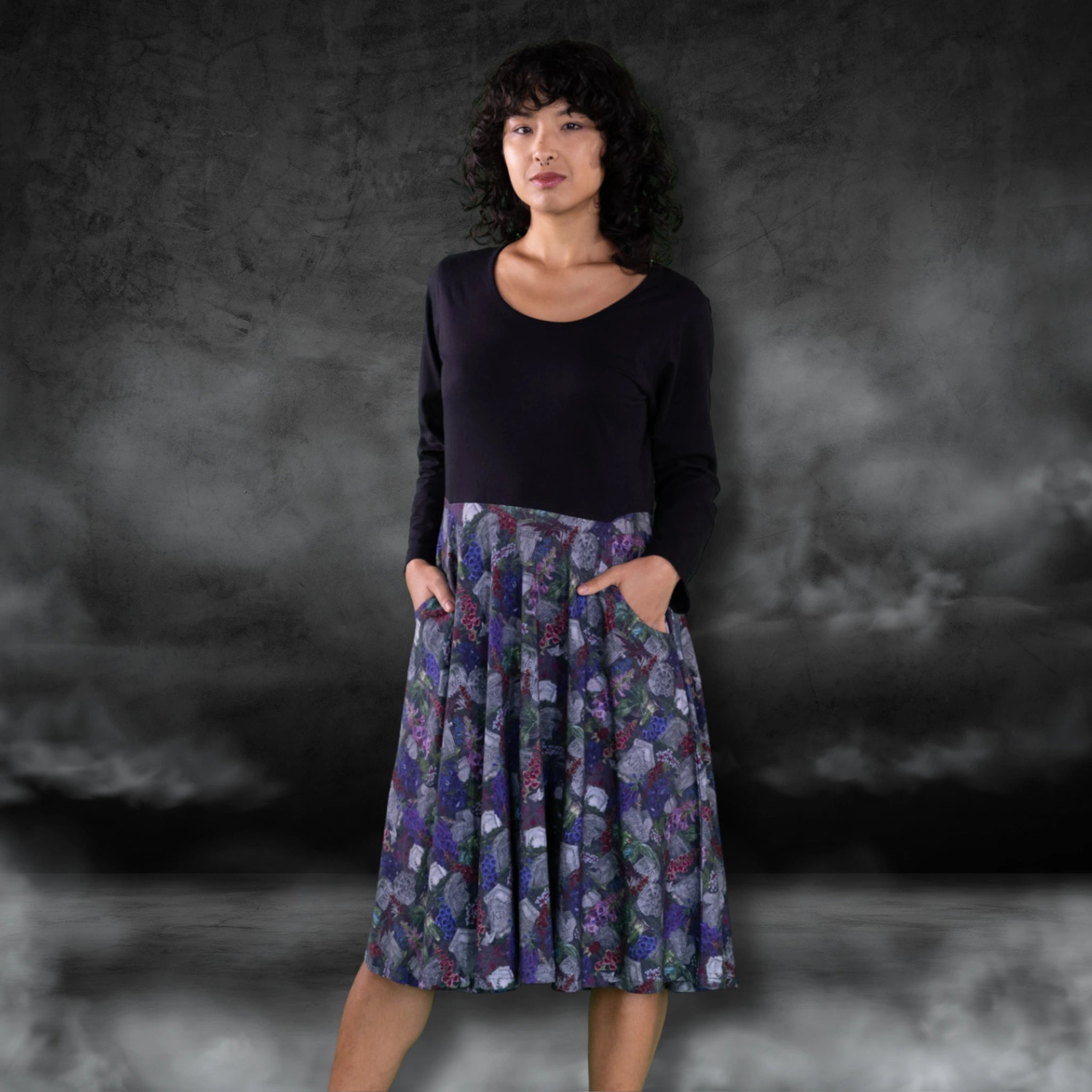 Horror Headstones Long Sleeve Twirl Dress