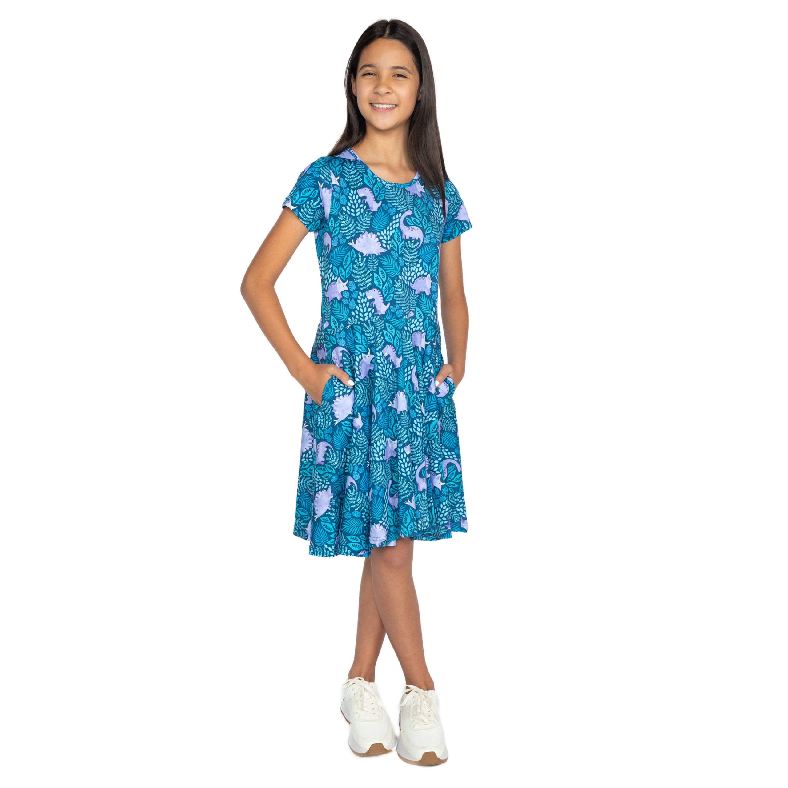 Tropical Dinosaur Kids Twirl Dress