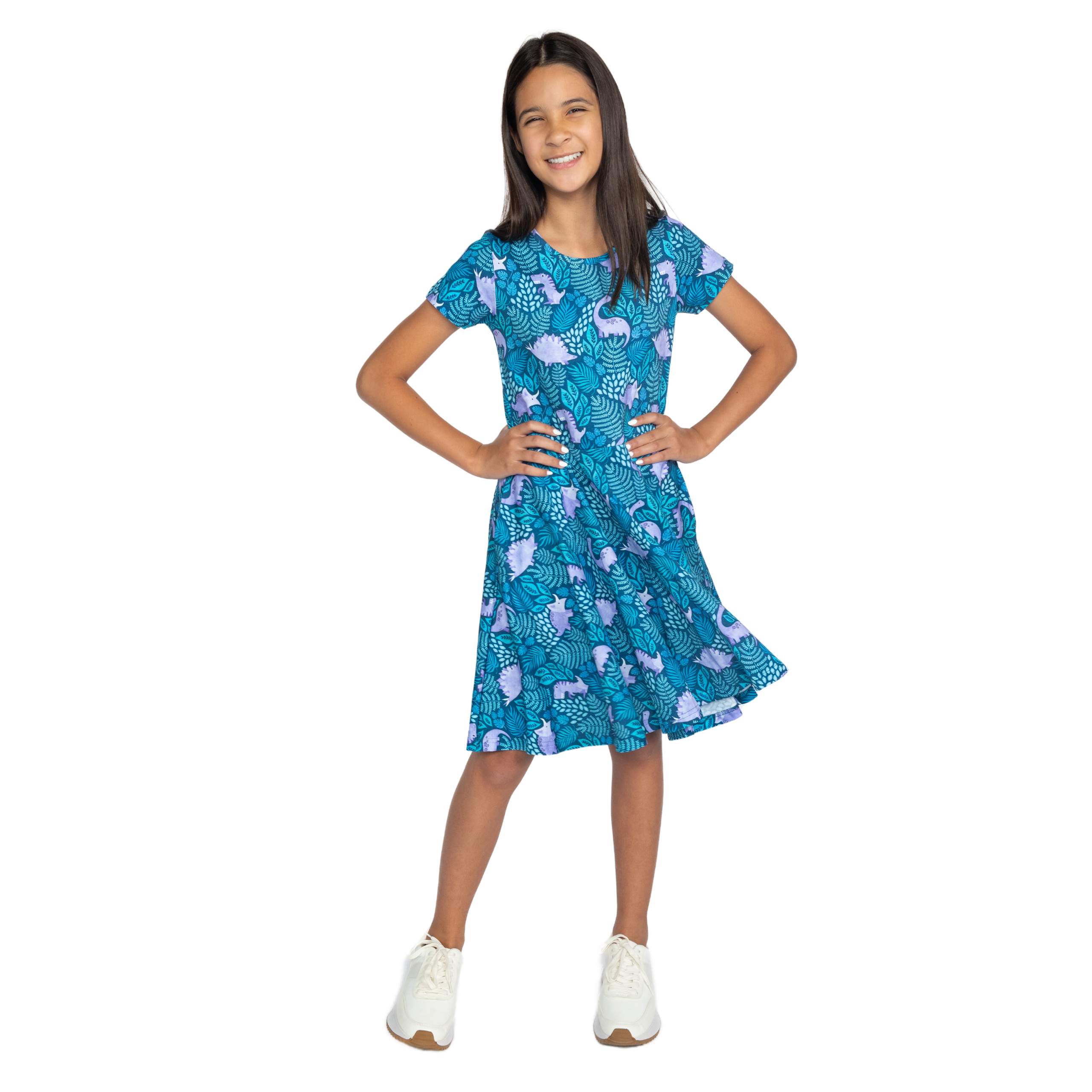 Tropical Dinosaur Kids Twirl Dress