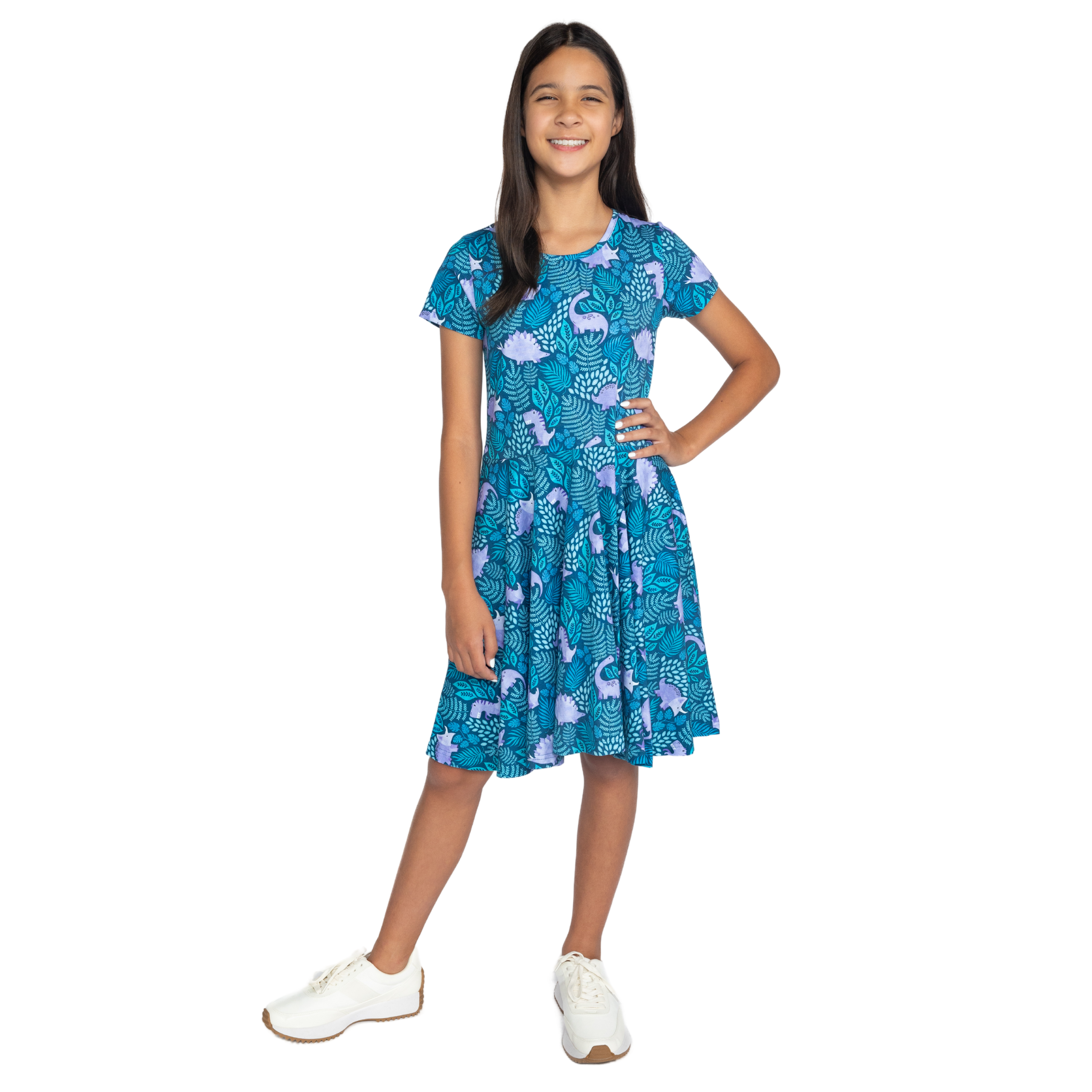 Tropical Dinosaur Kids Twirl Dress