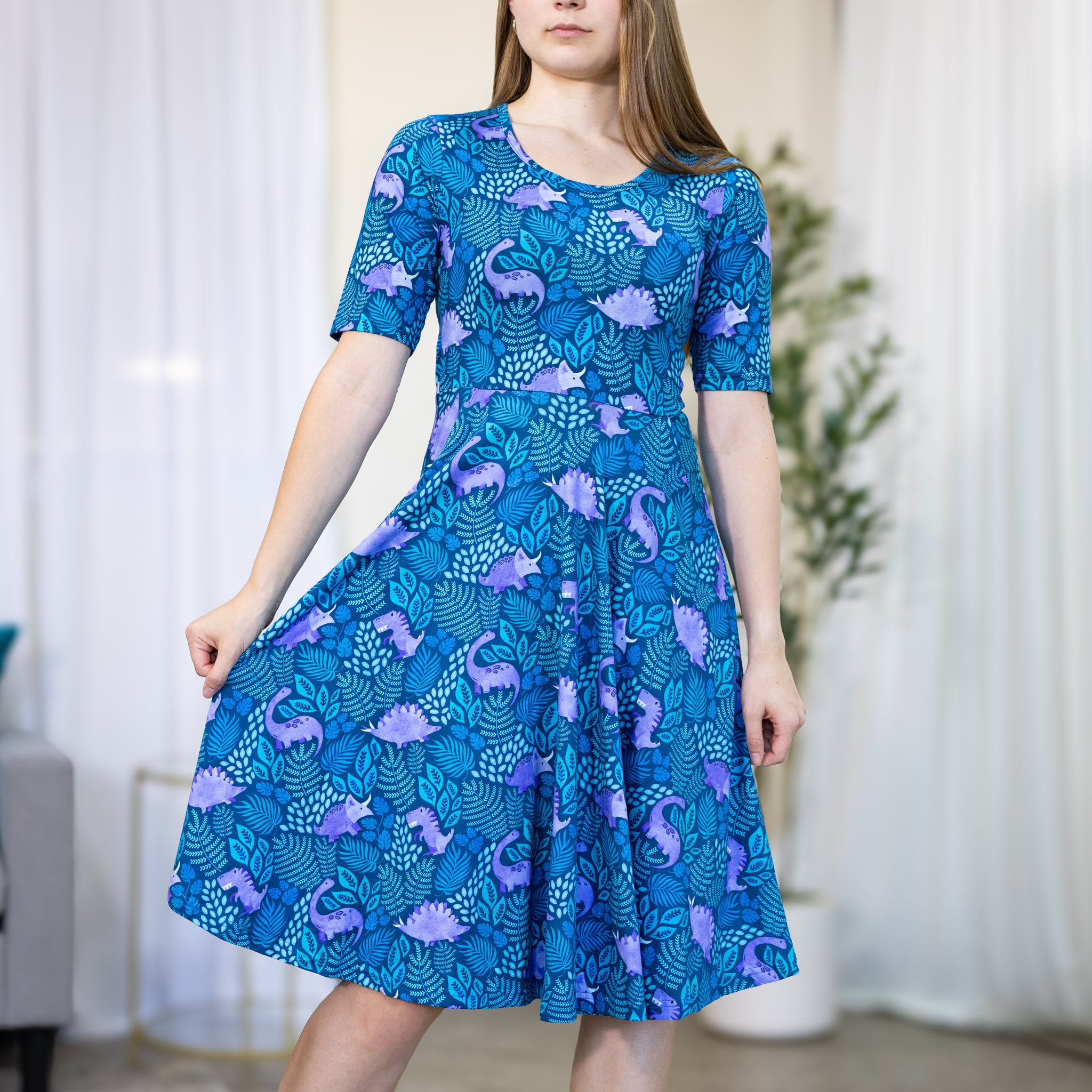 Tropical Dinosaur Twirl Dress