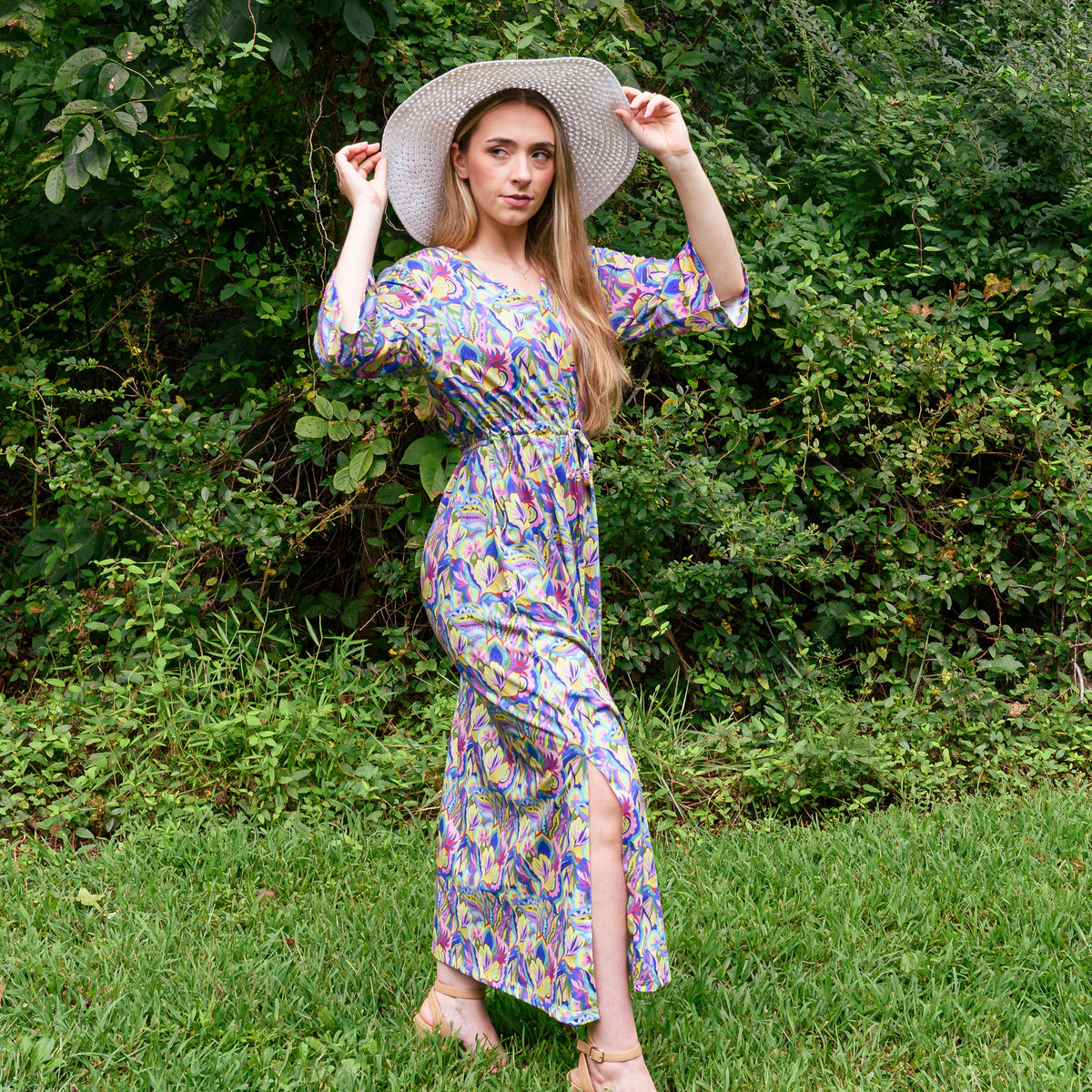Tropical Festive Garden Dress with Pockets