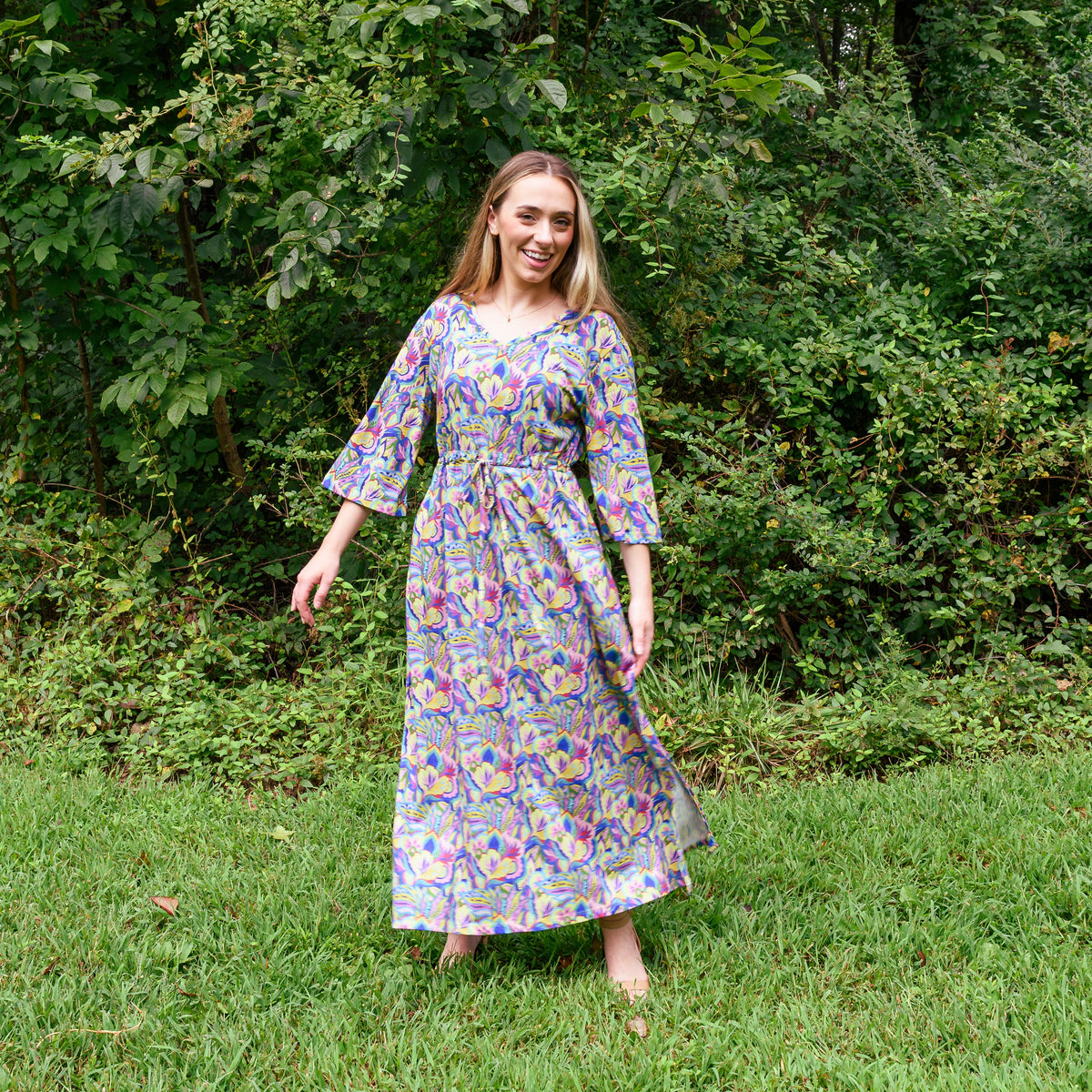 Tropical Festive Garden Dress with Pockets