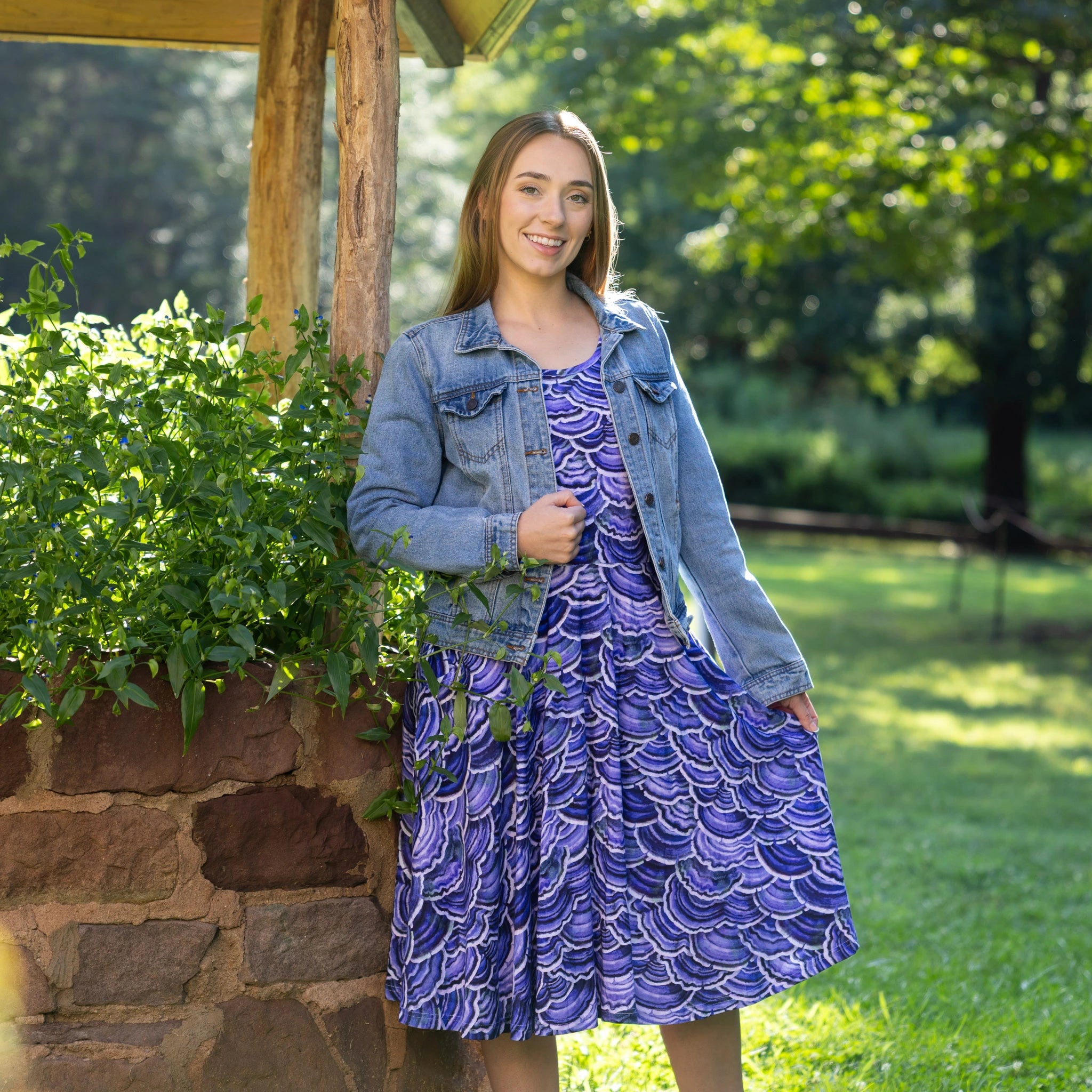 Turkey Tail Mushroom 3/4th Sleeves Twirl Dress