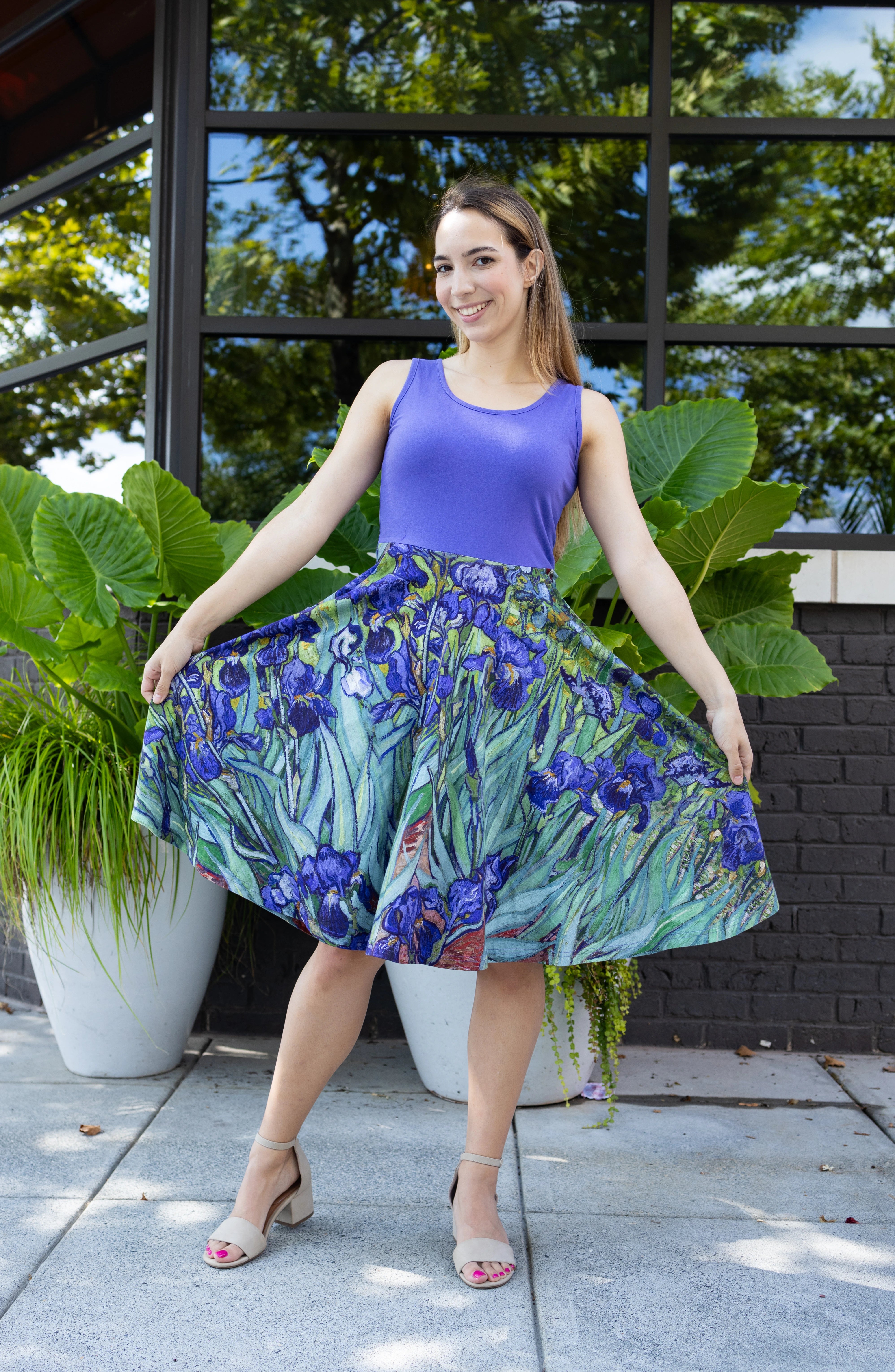 Van Gogh Irises Sleeveless Twirl Dress