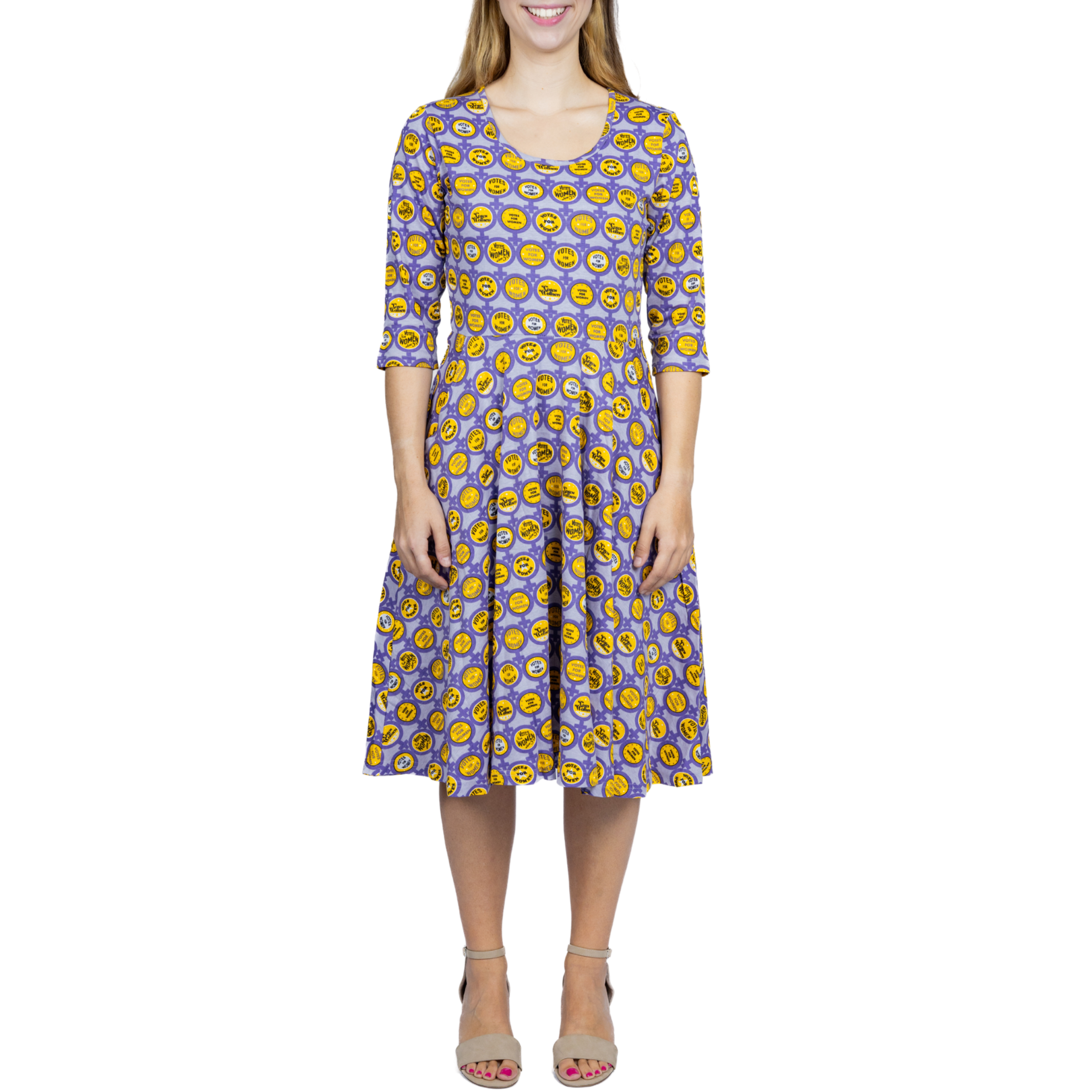 Votes for Women 3/4th Sleeves Twirl Dress