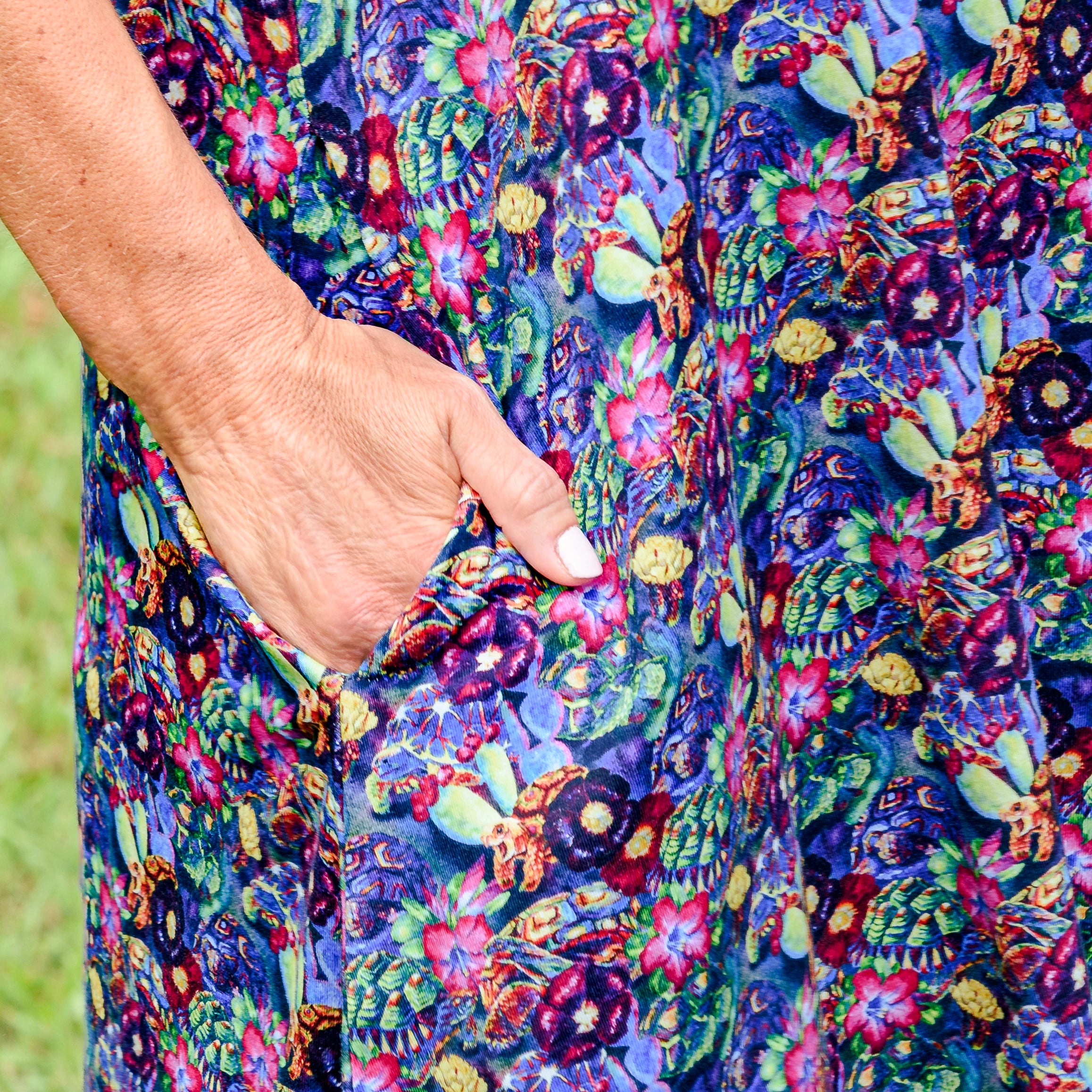 Watercolor Tortoise Long Tunic with Pockets
