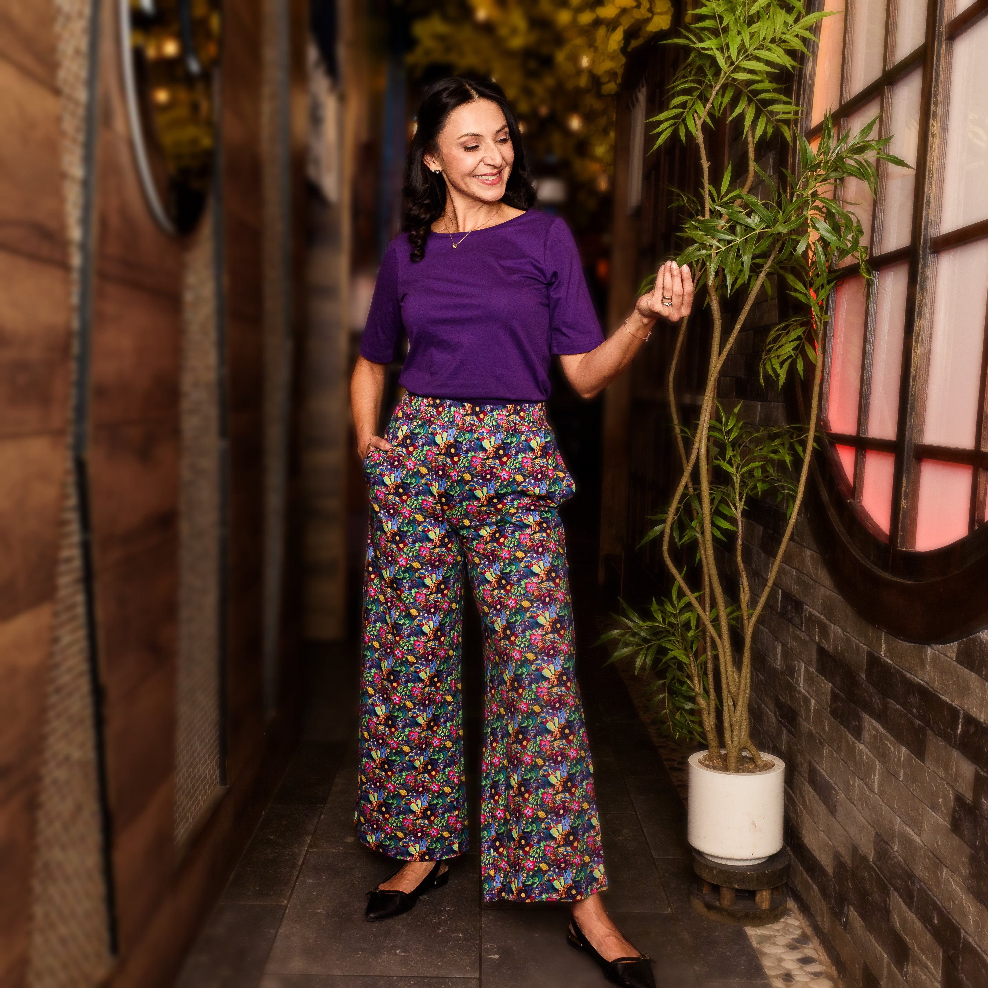 Watercolor Tortoise Palazzo Pants