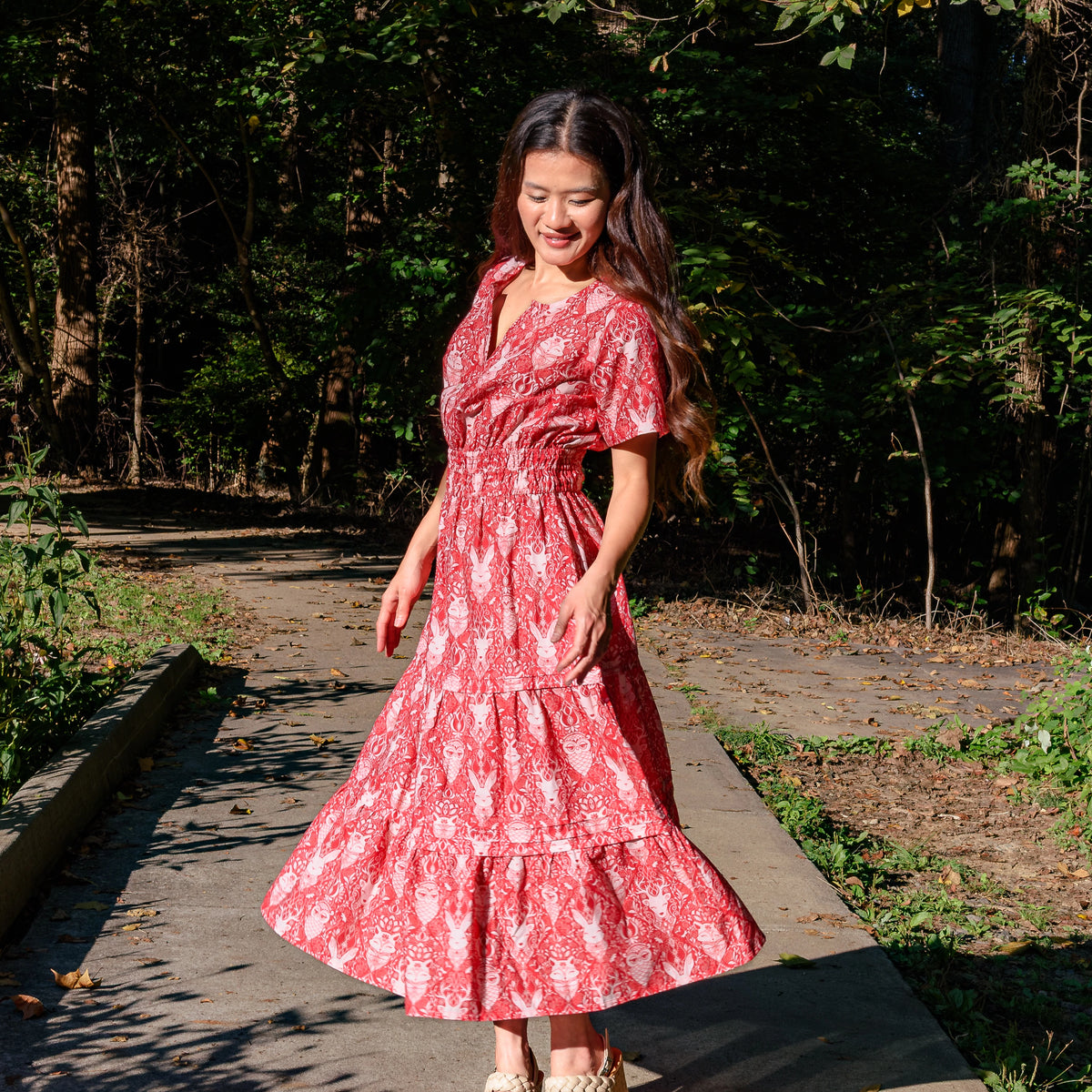Wildwood Whimsy Woven Linen Dress with Pockets
