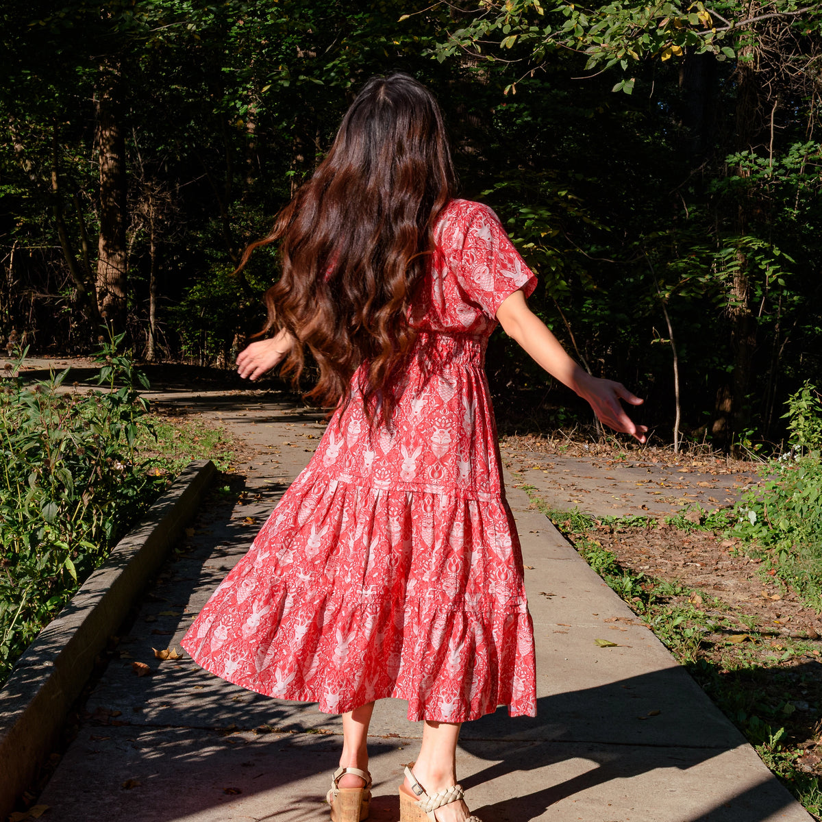 Wildwood Whimsy Woven Linen Dress with Pockets