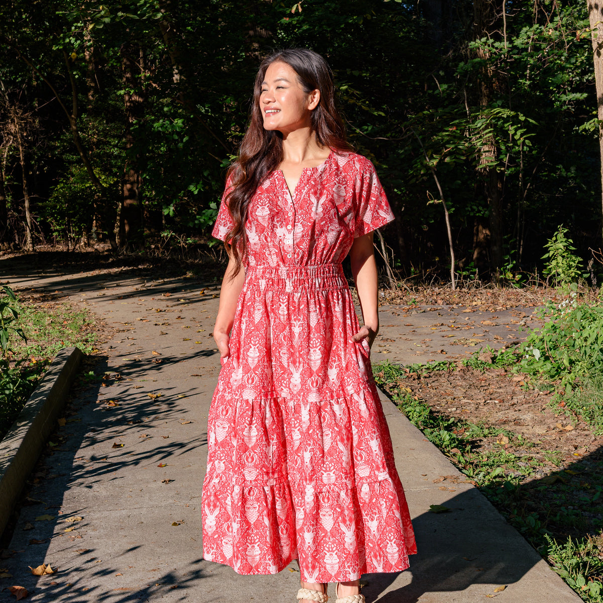 Wildwood Whimsy Woven Linen Dress with Pockets
