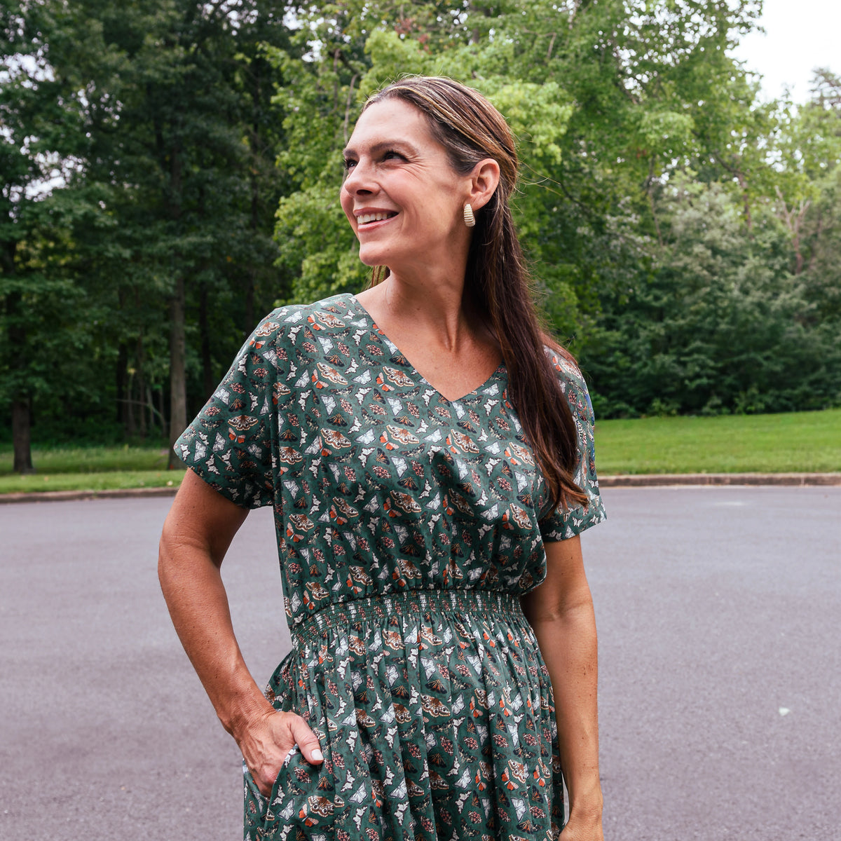 Winged Wonders Woven Midi Dress with Pockets