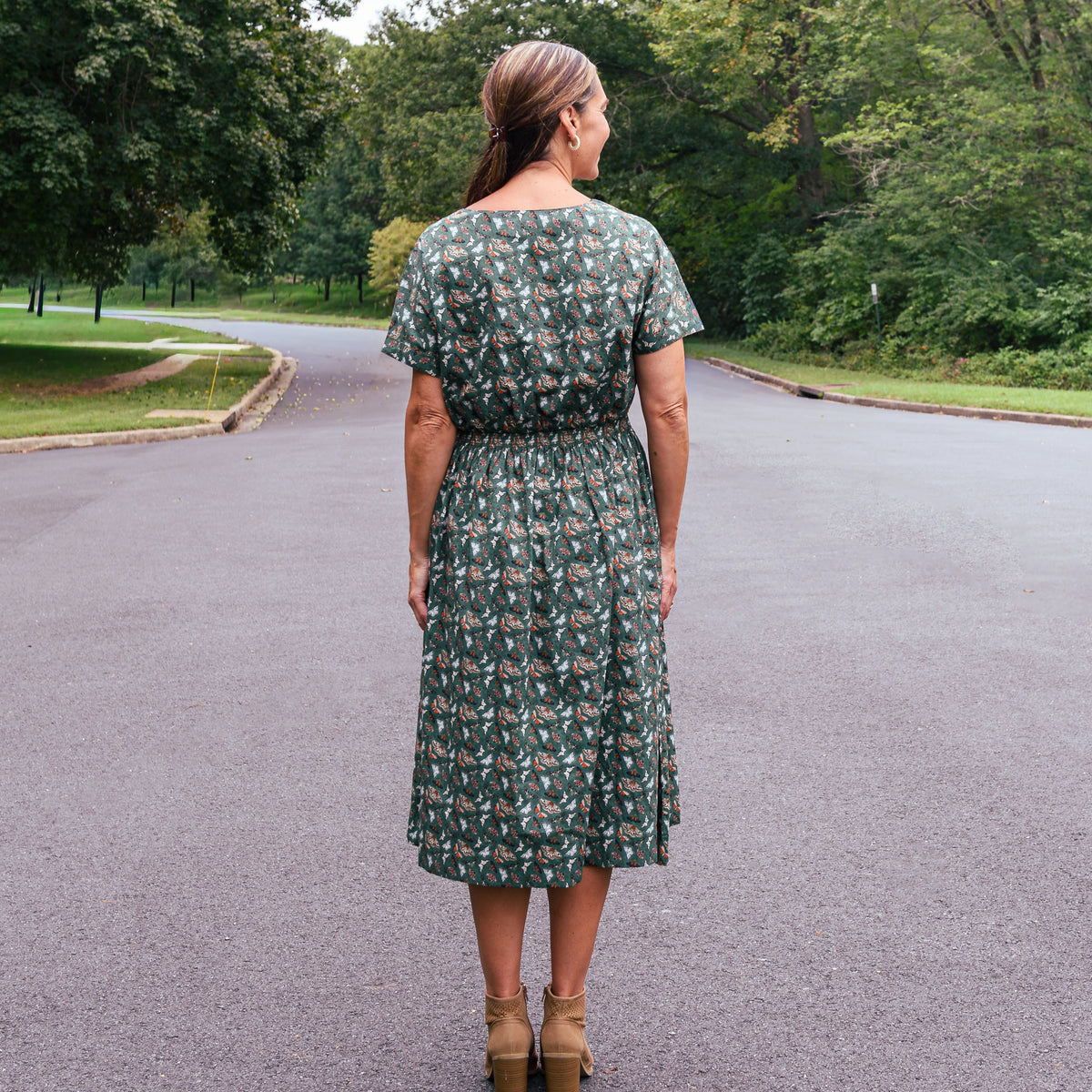 Winged Wonders Woven Midi Dress with Pockets